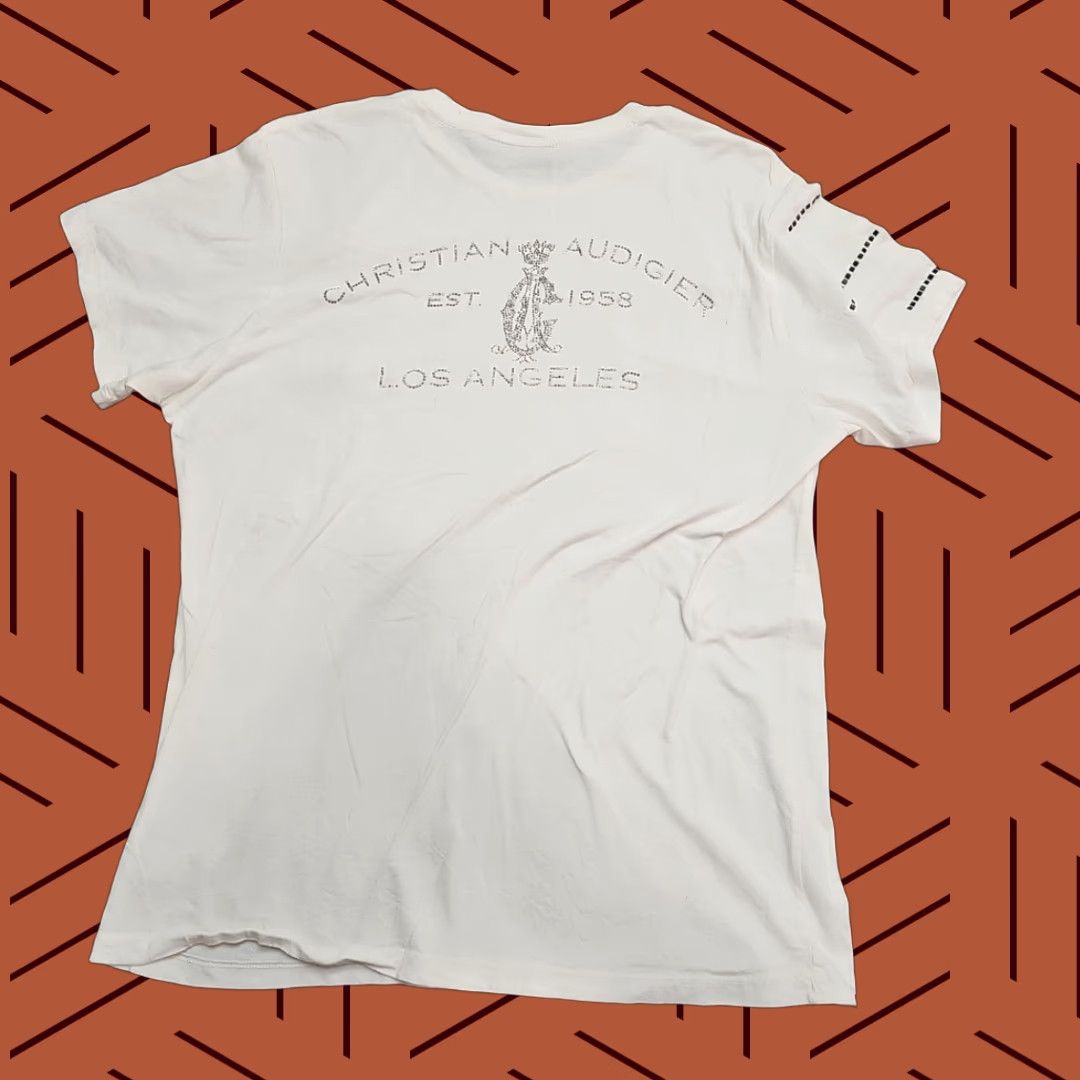 Vintage Christian Audigier Designer Tee Adult Large White Studded Graphic Shirt Men Size US L / EU 52-54 / 3 - 1 Thumbnail