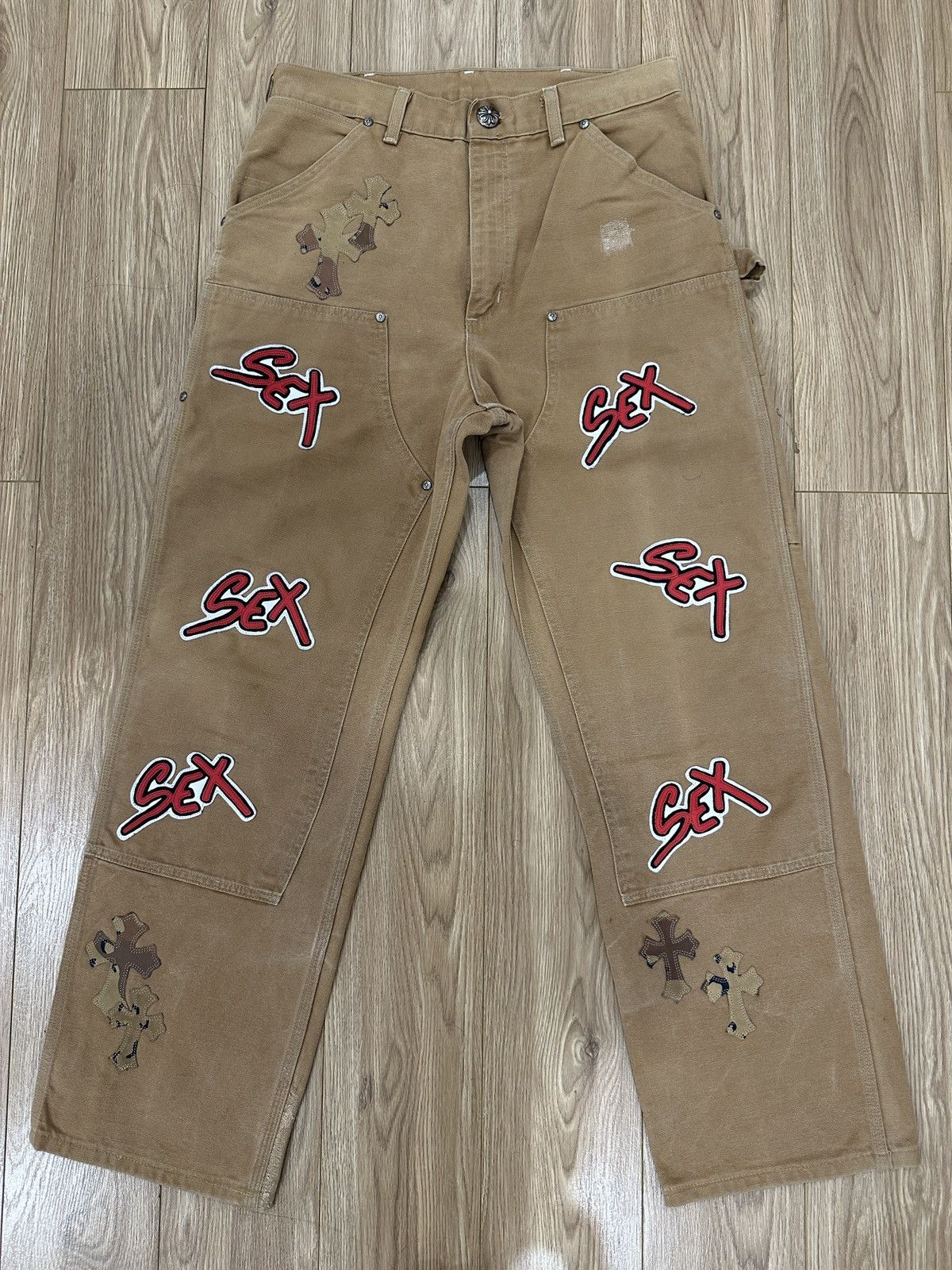 image of Chrome Hearts Matty Boy Sex Record Carpenter in Beige, Men's (Size 30)