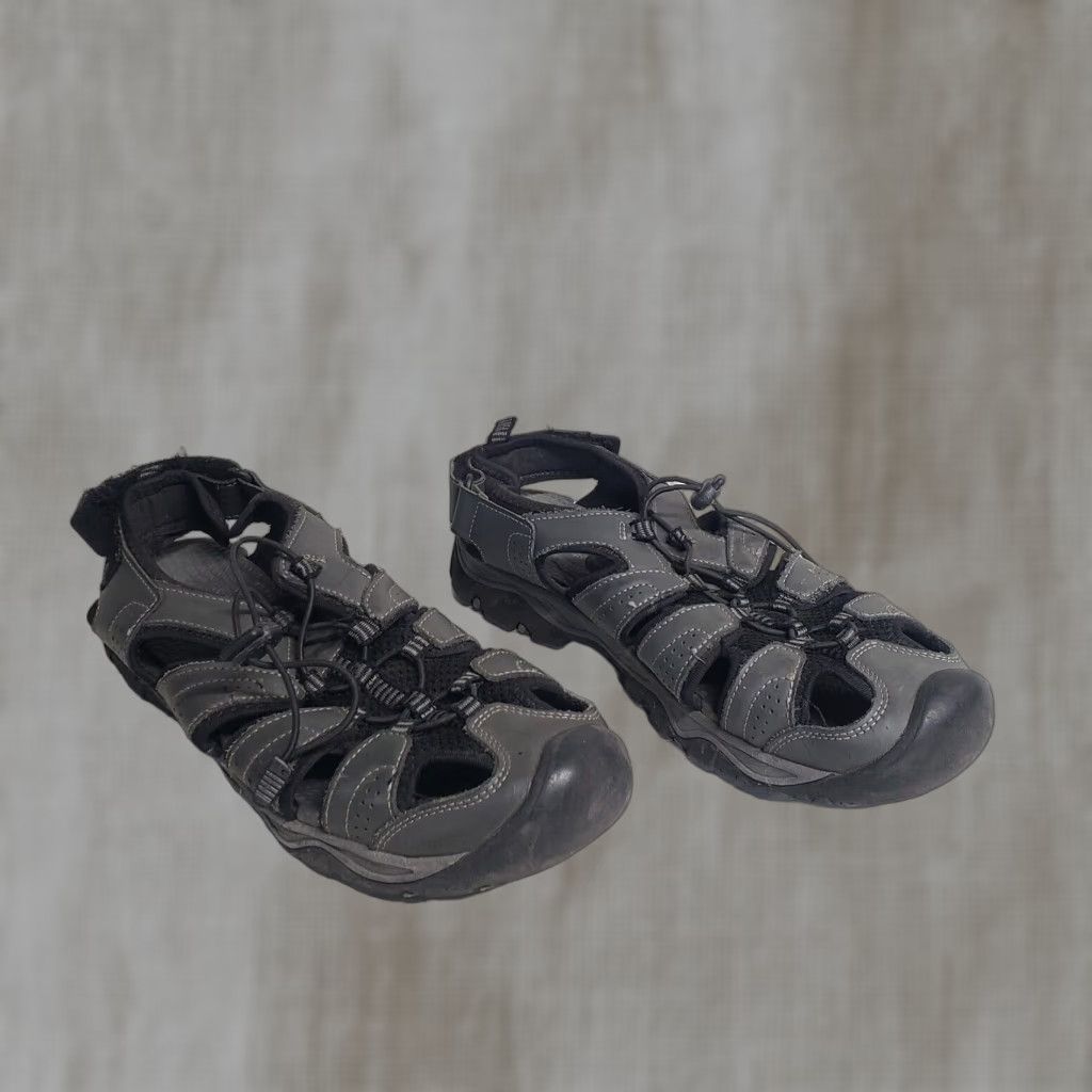 Eddie Bauer VINTAGE Eddie Bauer Sandals River Sandals Men M 11 Black Gray Hook & Loop Ankle Strap Shoes Adult Mens Size ONE SIZE - 1 Thumbnail