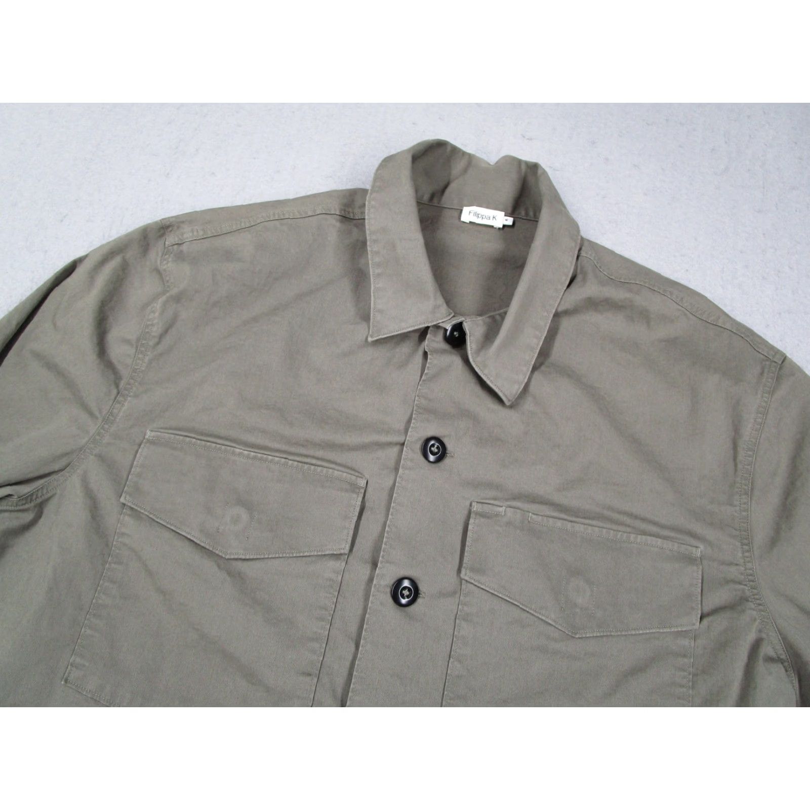 Filippa K Filippa K Olive Green Military Button-Up Shirt Mens Medium Long Sleeve Classic Fit Size US M / EU 48-50 / 2 - 2 Thumbnail