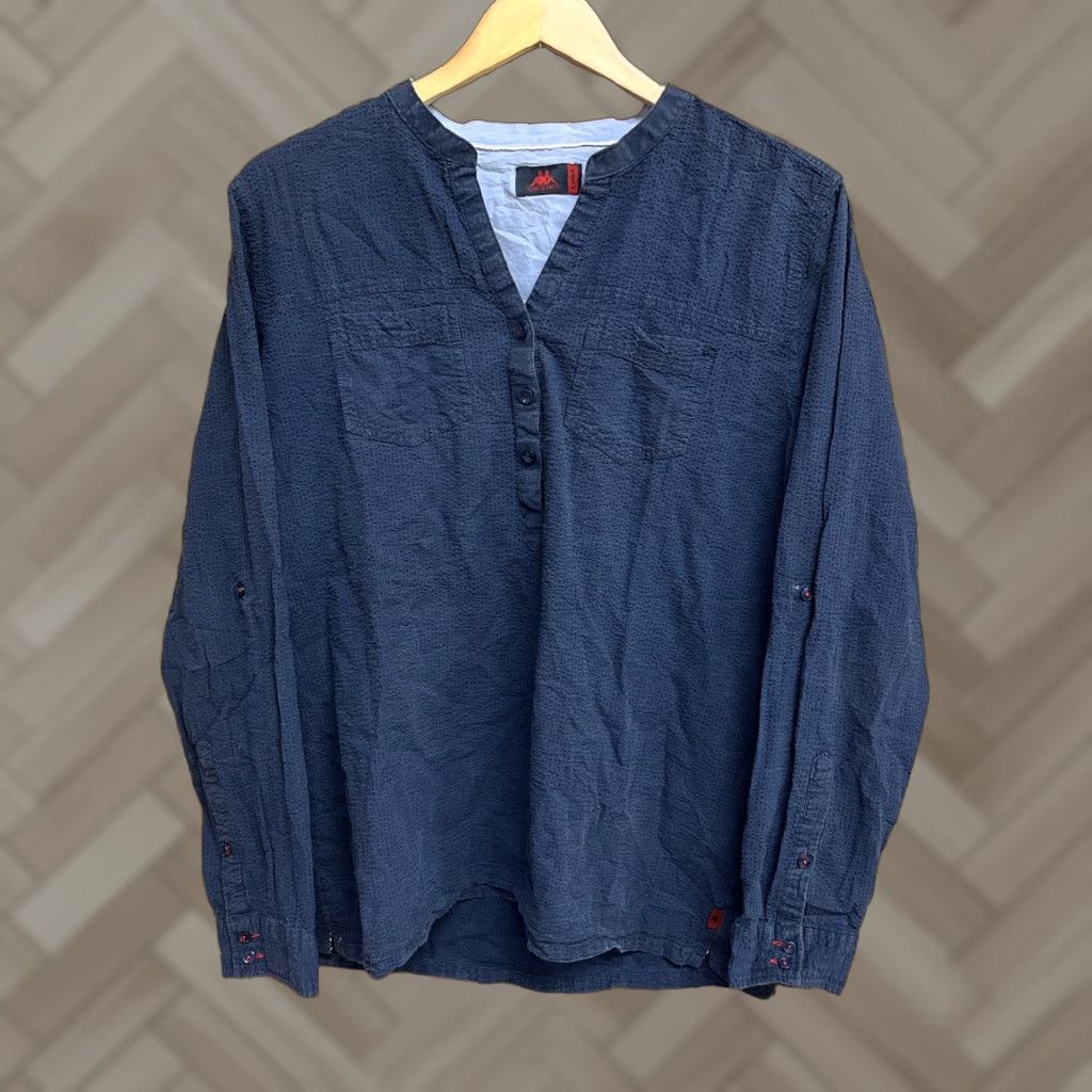 Kappa Robe di Kappa Mens Blue Henley Long Sleeve Shirt XL with Pockets Size US XL / EU 56 / 4 - 1 Thumbnail