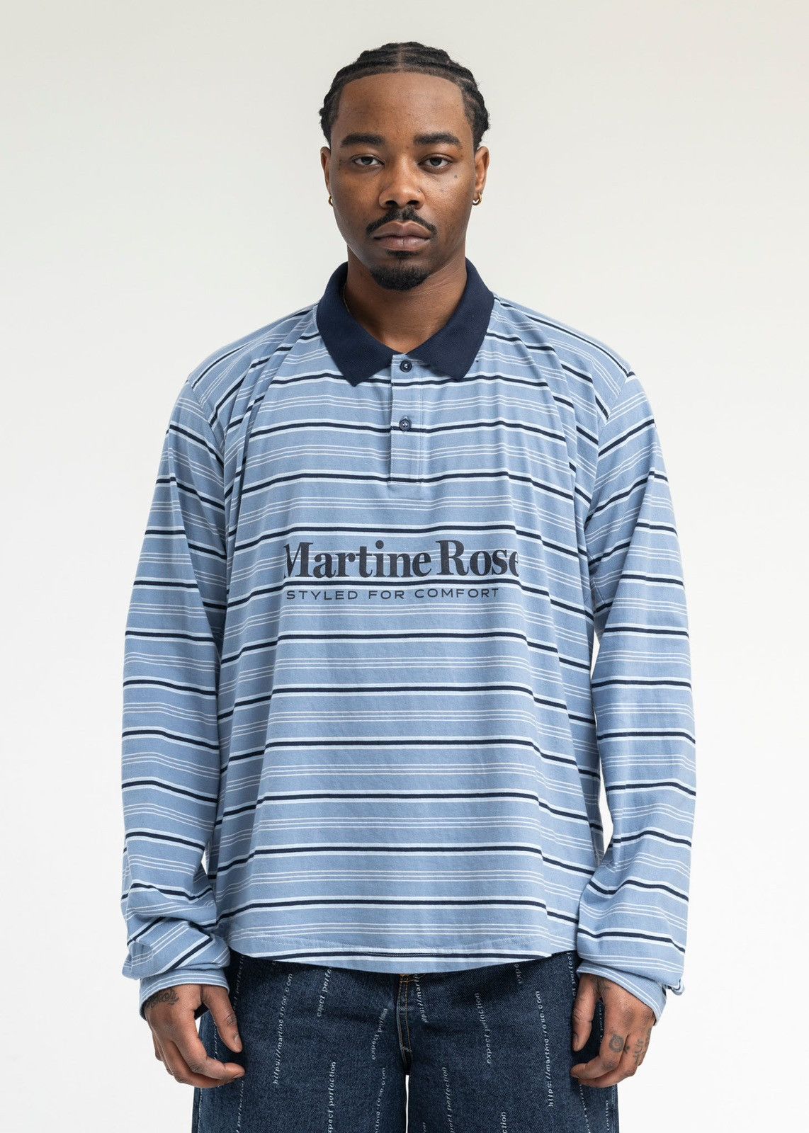 Martine Rose Pulled neck striped LS polo shirt Size US L / EU 52-54 / 3 - 2 Thumbnail