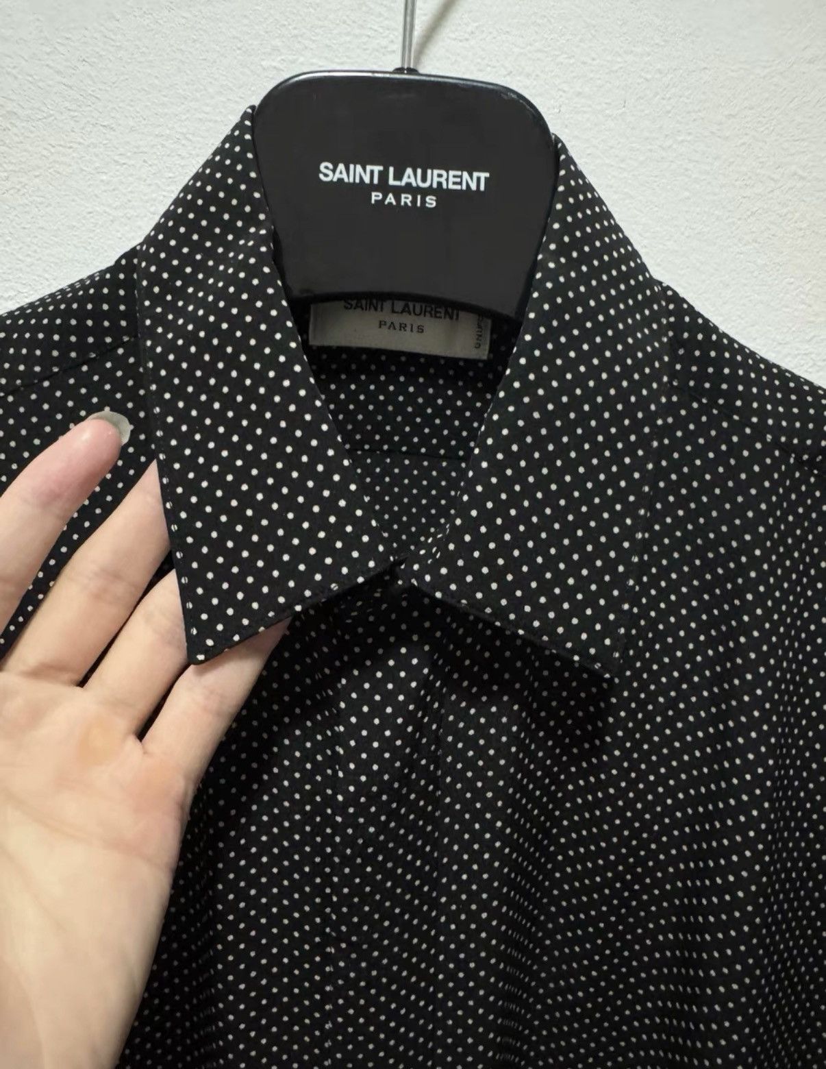 Saint Laurent Paris SLP) 21FW Silk Starry Sky All-Over Small Polka Dot Shirt Size US M / EU 48-50 / 2 - 3 Thumbnail