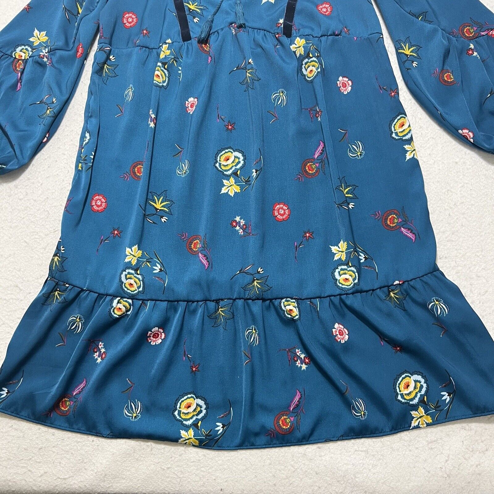 Old Navy Old Navy Women's Small Blue Colorful Floral Tie Shift Dress Size S / US 4 / IT 40 - 6 Thumbnail