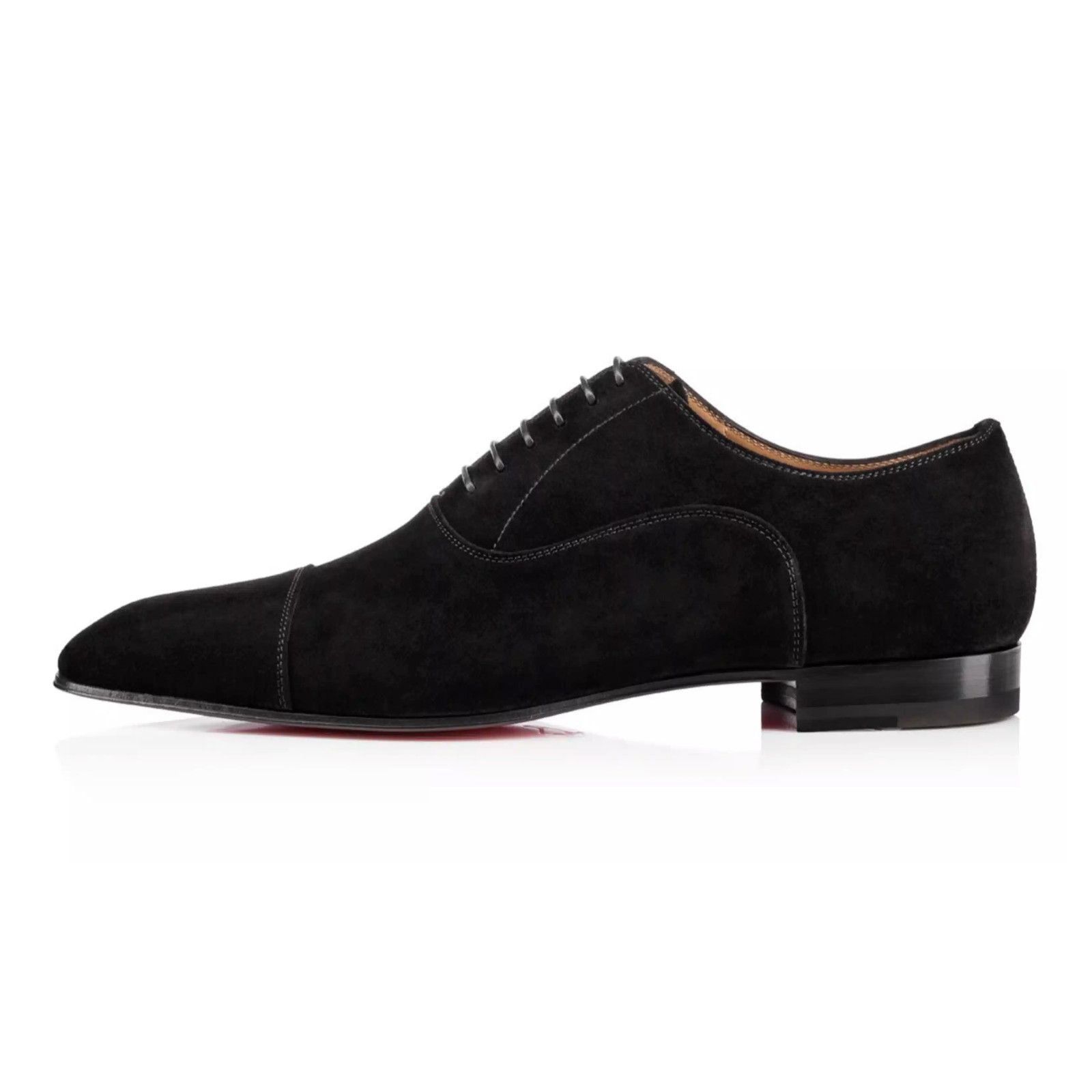Christian Louboutin Mens Greggo Flat Black Suede Oxford Dress Loafer 44.5 11.5 Size US 11.5 / EU 44-45 - 3 Thumbnail