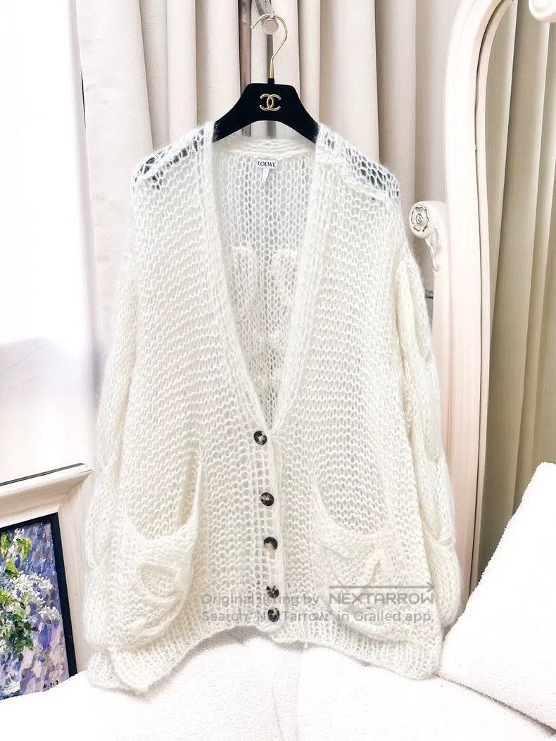 Loewe Loewe Beige lace-up logo pattern long sleeve cardigan Size XS / US 0-2 / IT 36-38 - 1 Thumbnail