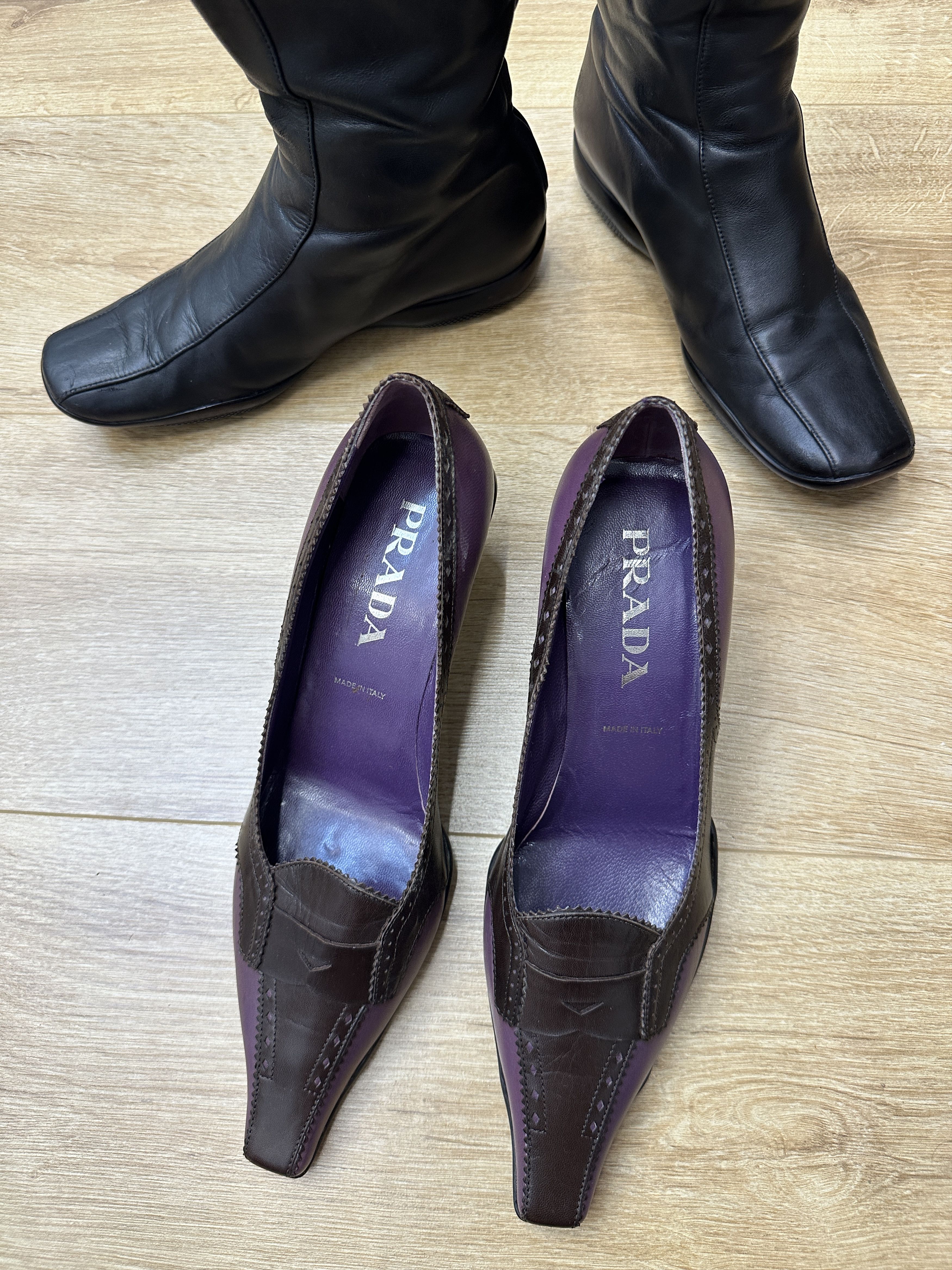 Prada Prada Two Tone Leather Heel Pumps Pointed Toe EU 39 8.5 Size US 8.5 / IT 38.5 - 14 Thumbnail