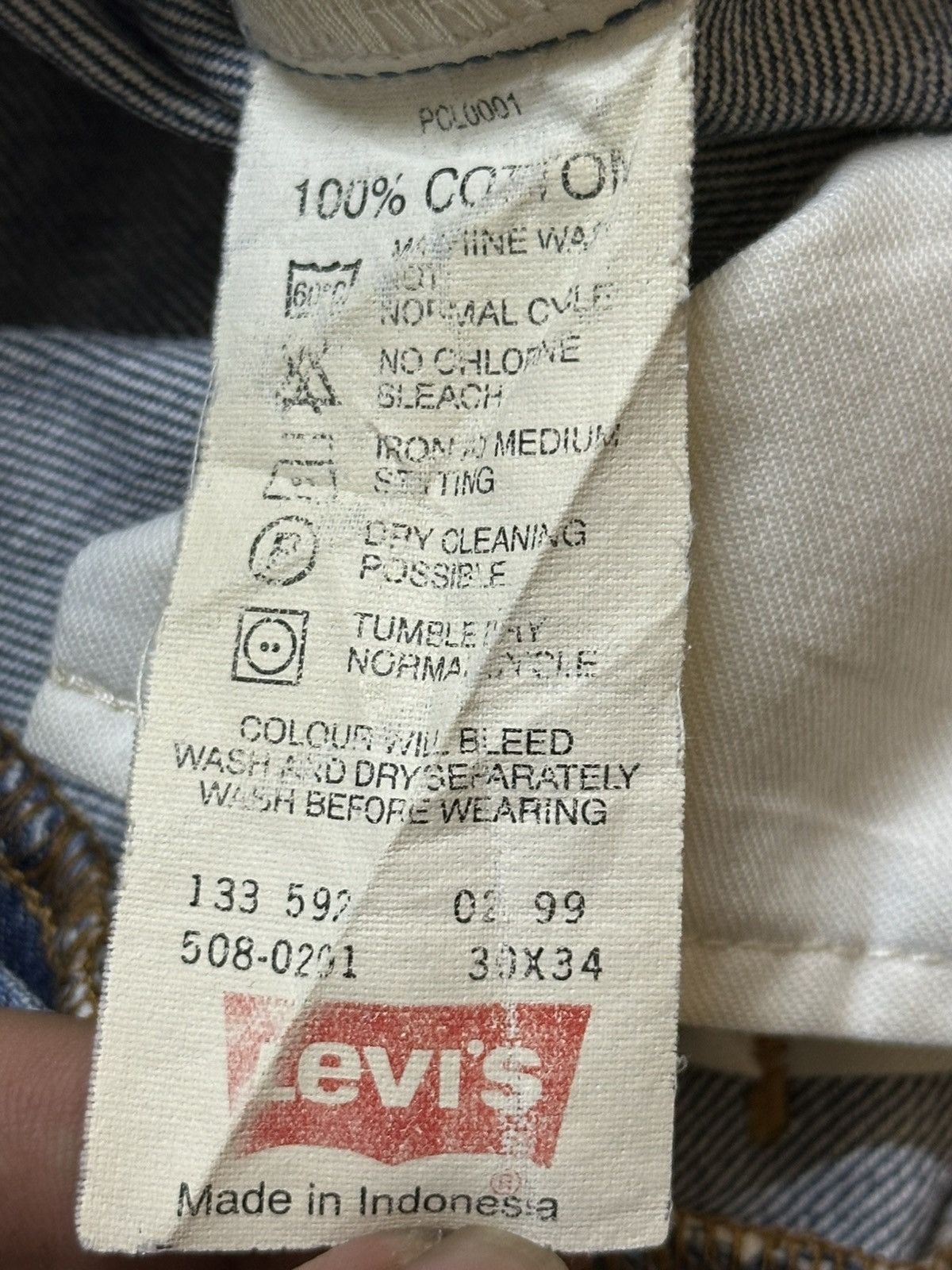 Levi's Vintage 90s Levis 508 Blue Faded Wash Distress Baggy Jeans Size US 30 / EU 46 - 10 Thumbnail