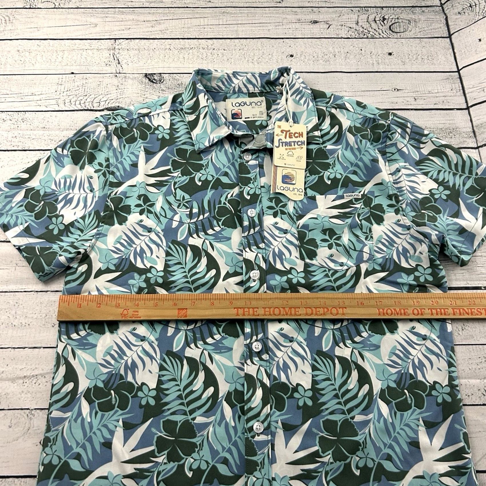 Vintage Laguna Short Sleeve Button-Up Shirt Mens M Blue Hawaiian Stretch Shirt Size US M / EU 48-50 / 2 - 6 Thumbnail