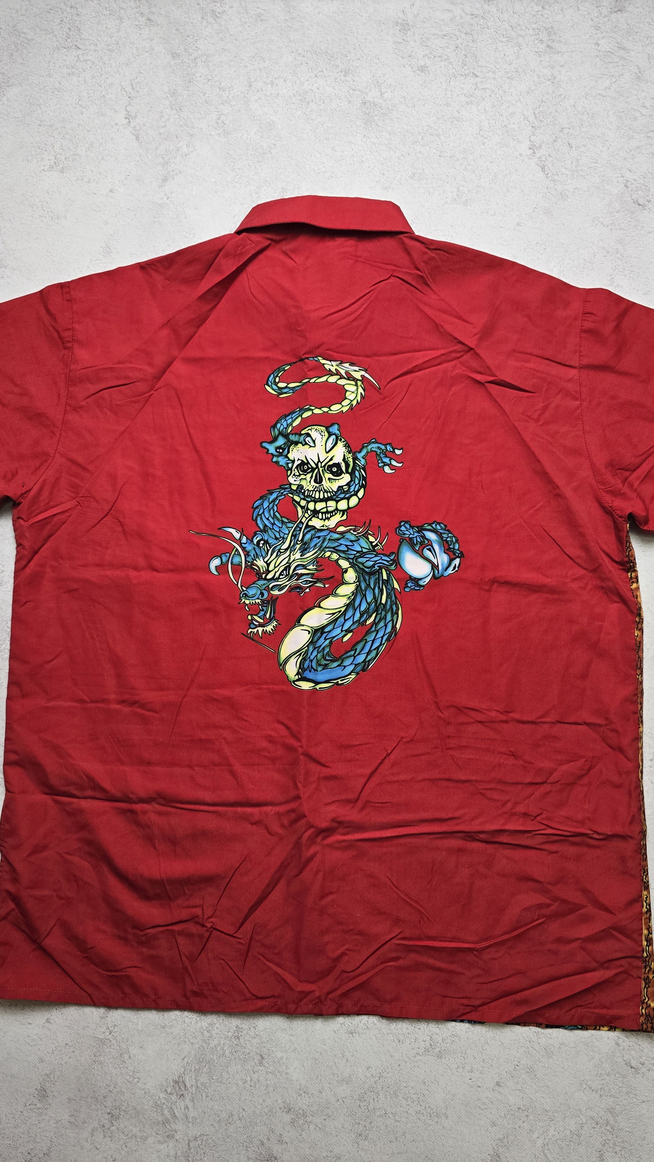 Other Fishbone Dragon Graphic Button Up Shirt Red Vintage Y2K Size US XL / EU 56 / 4 - 4 Thumbnail