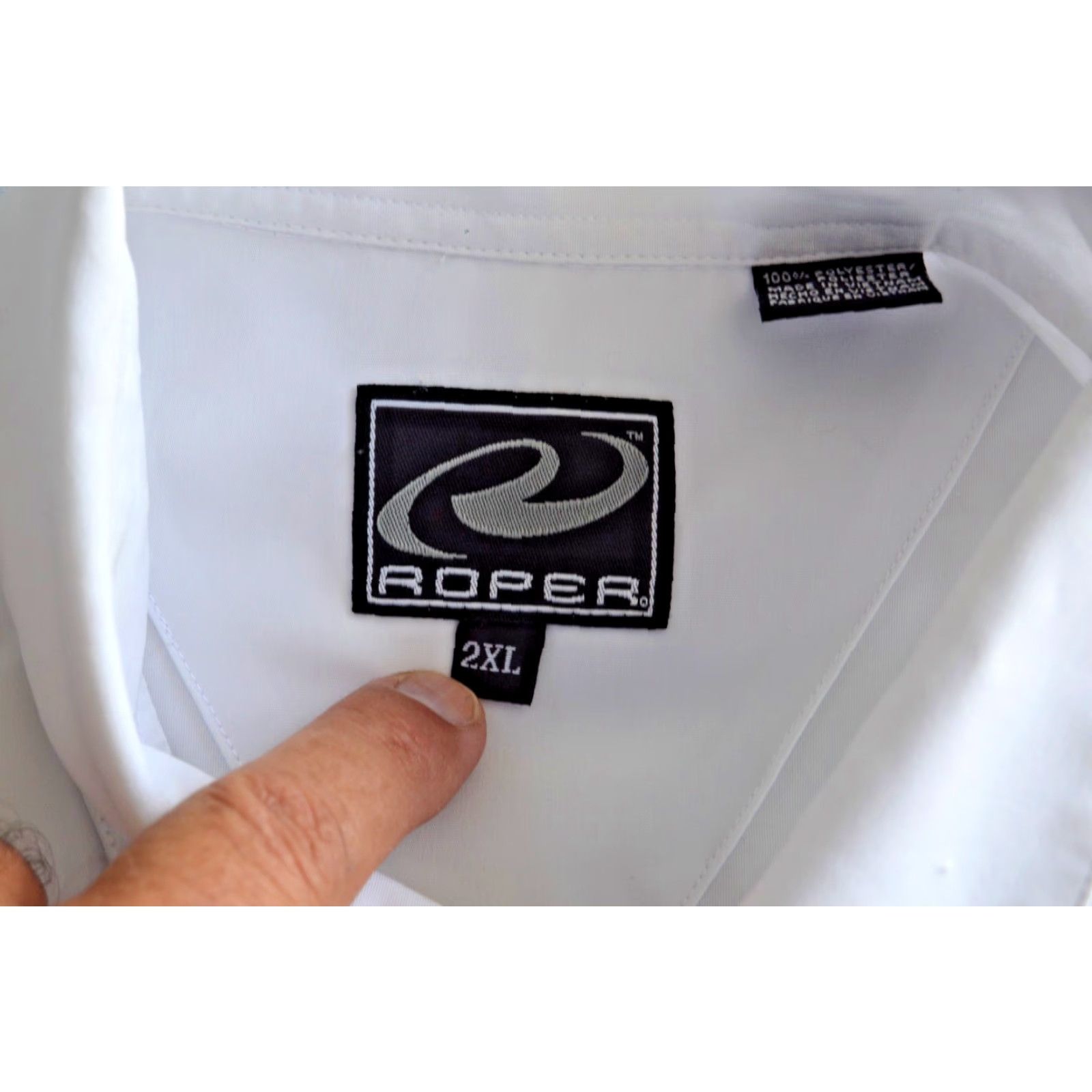 Roper Roper Shirt Mens 2XL White Western Cowboy Rodeo Ranch Shirt Size US XXL / EU 58 / 5 - 4 Thumbnail