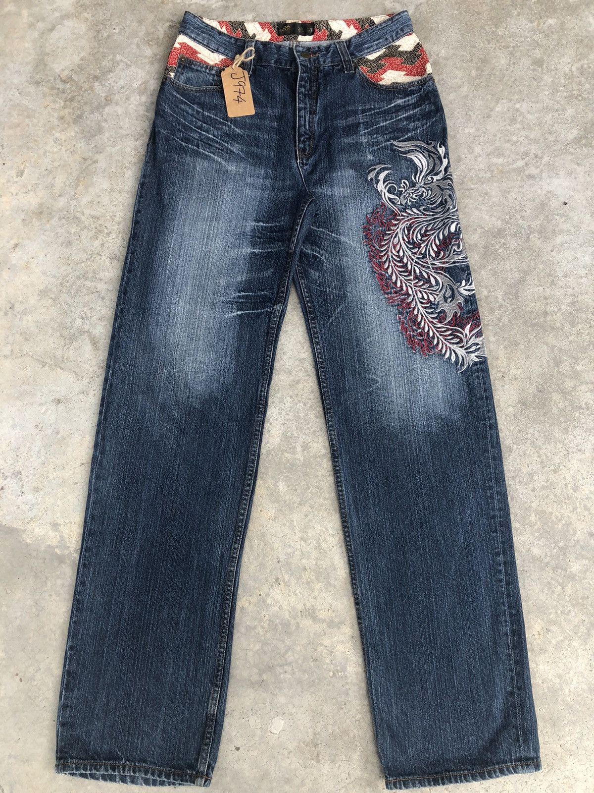 Japanese Brand Japanese Phoenix Embroidered Jeans Multipocket Distressed Size US 30 / EU 46 - 1 Thumbnail