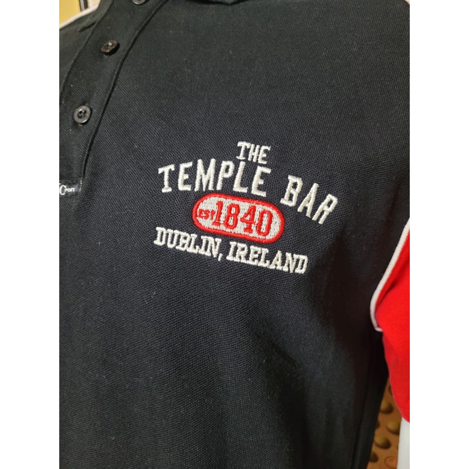 Vintage KC Sports Polo Shirt Mens M Black 100% Cotton Temple Bar Dublin Ireland Logo Polo Shirt Rugby Style Pub Bar NIAH 1840 Size US M / EU 48-50 / 2 - 2 Thumbnail