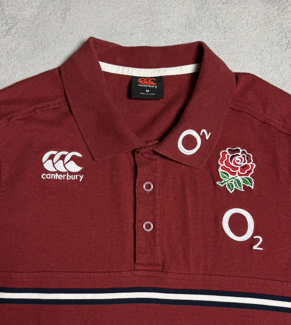 Canterbury of New Zealand England O2 Rugby Striped Cotton Polo Shirt Size US M / EU 48-50 / 2 - 5 Thumbnail