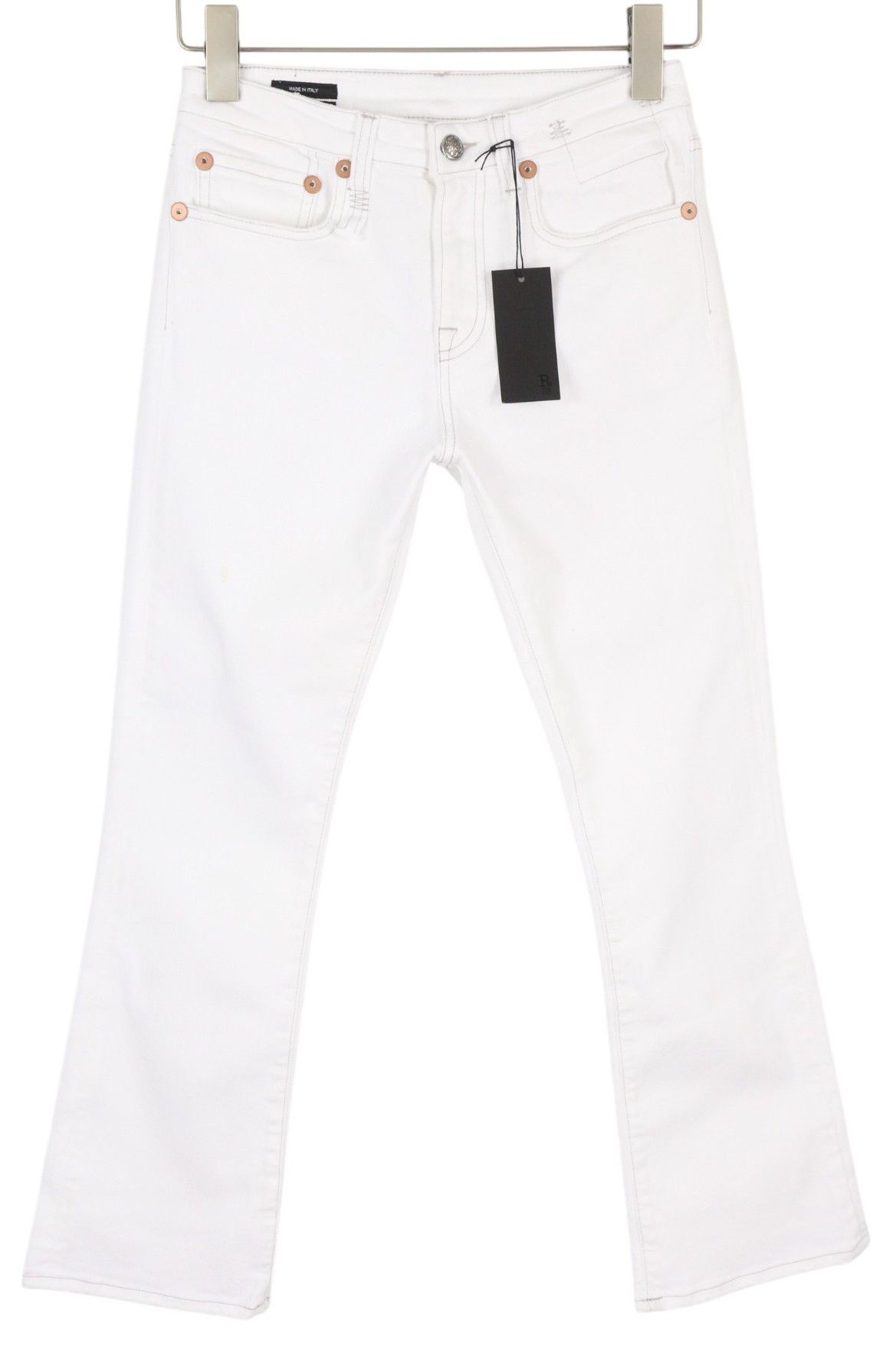 R13 KICK FIT 25 Bale White Flared Cropped Light Jeans 86190 Size 25" / US 0 / IT 36 - 2 Thumbnail