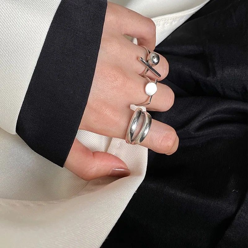 Japanese Brand × Vintage Geometric Vintage 925 Sterling Silver Rings Three Set Size ONE SIZE - 2 Thumbnail