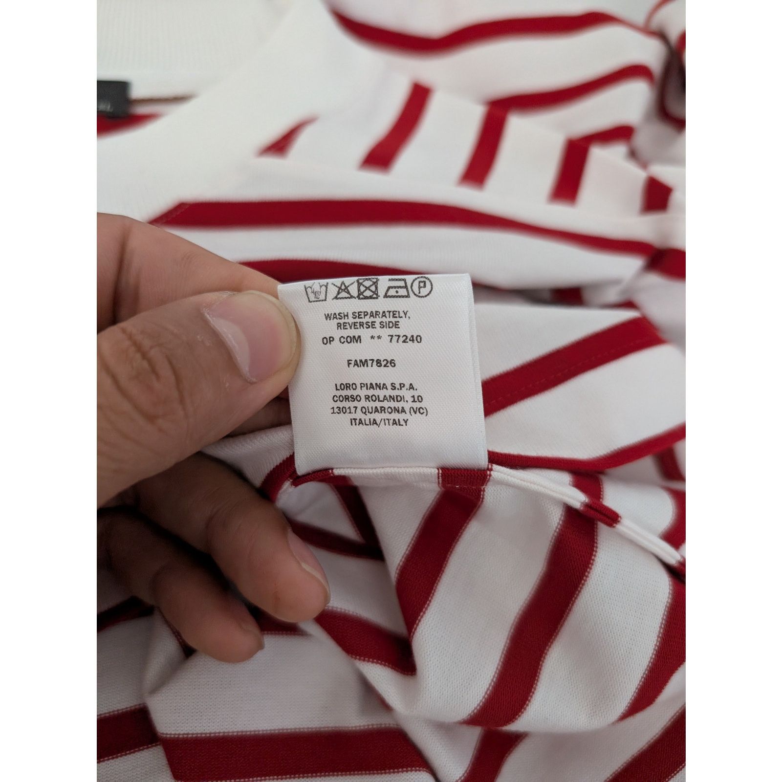 Loro Piana o1rshd1 Men's T-Shirt ML Riomaggiore in White/Red Size US XL / EU 56 / 4 - 12 Thumbnail