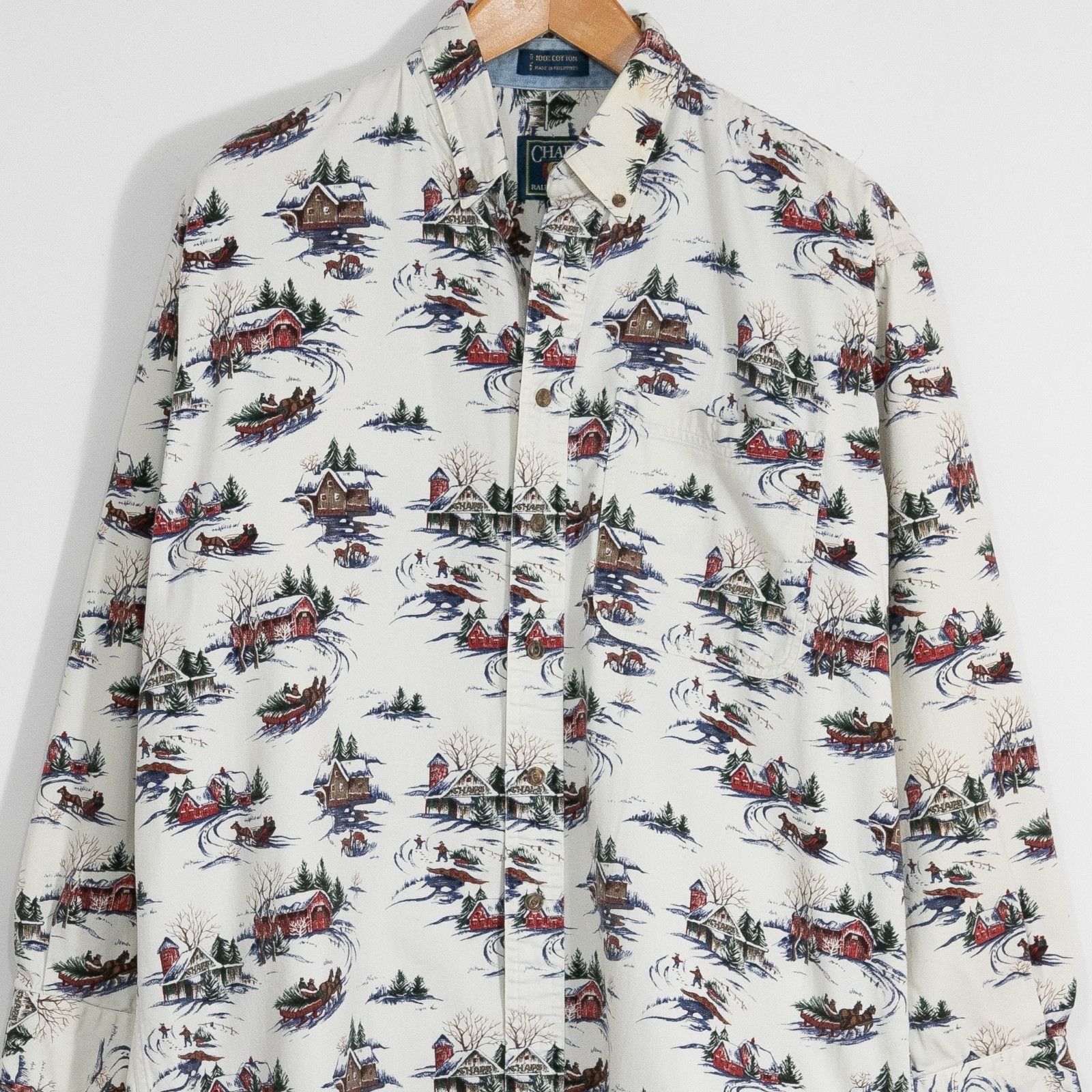 Chaps Vintage 90s Chaps Ralph Lauren Winter Pattern Shirt Large Size US L / EU 52-54 / 3 - 2 Thumbnail