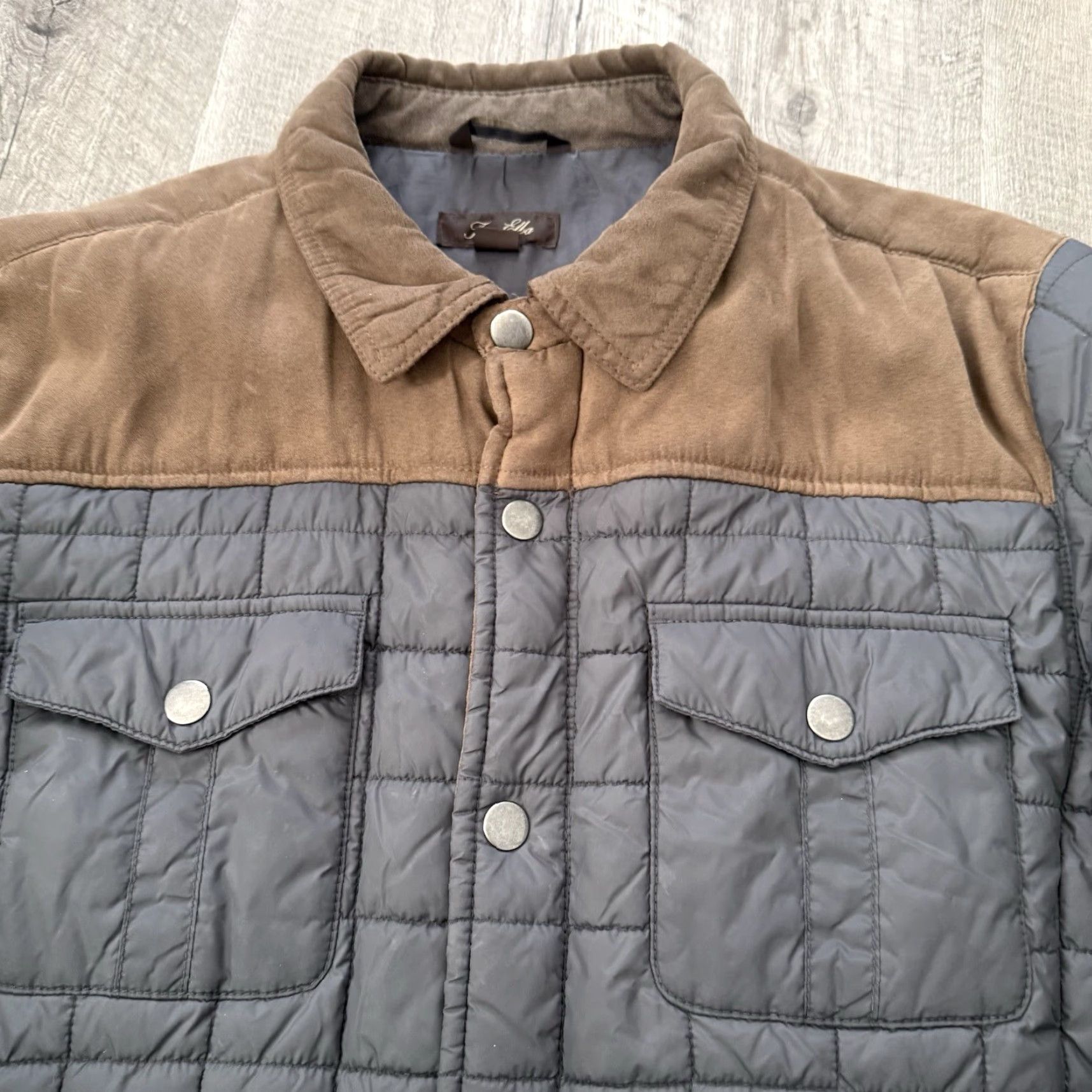 Tasso Elba Tasso Elba Shirt Jacket Mens XL Charcoal Brown Elbow Patch Quilted Shacket Size US XL / EU 56 / 4 - 3 Thumbnail