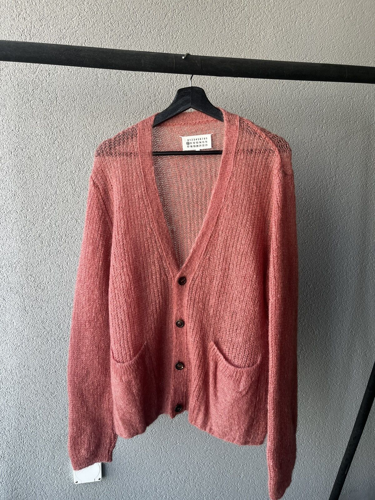 image of Maison Margiela Pink Wool Cardigan, Men's (Size Small)