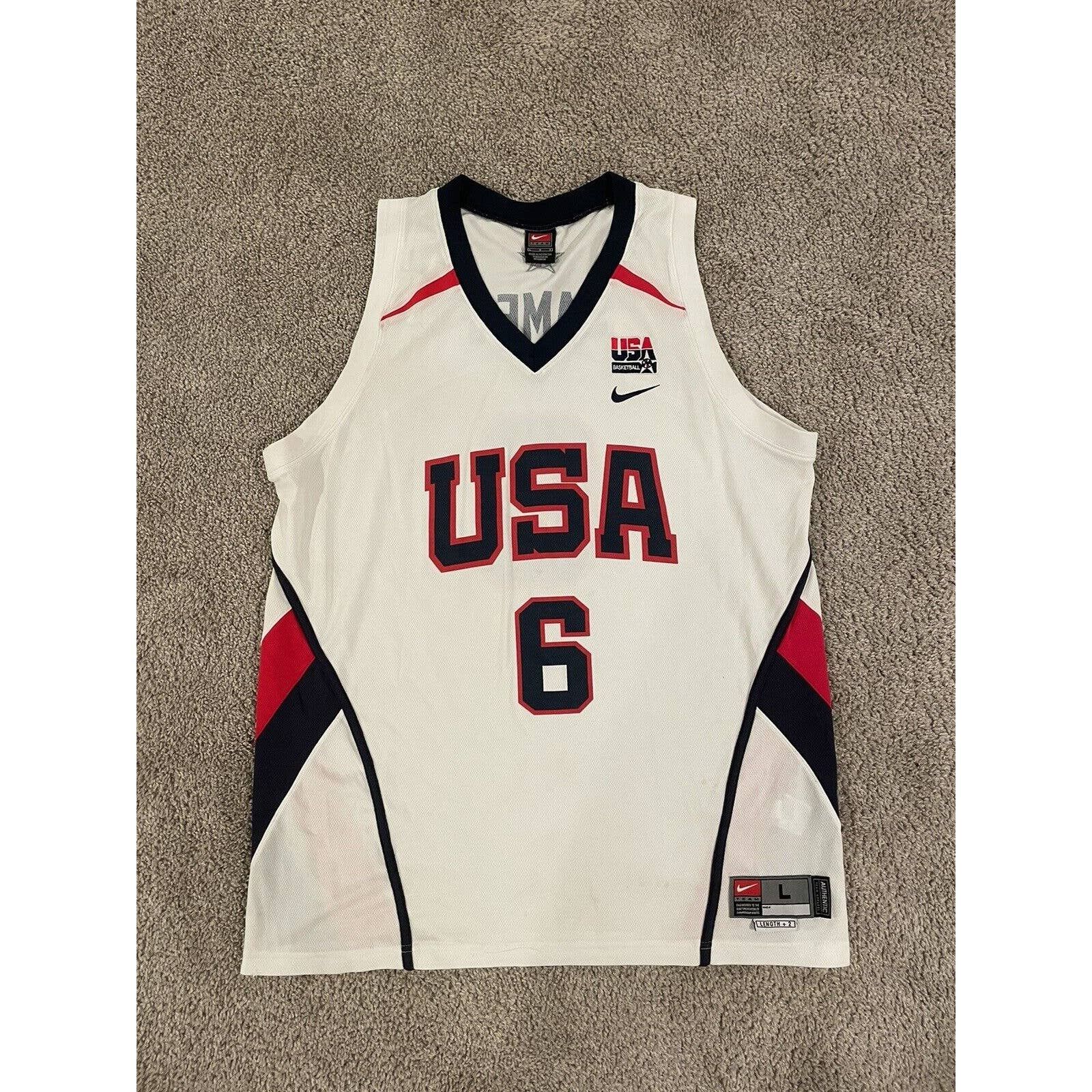 image of Lebron James Vintage Nike 2006 Usa Jersey Large Length +2 in White, Men's