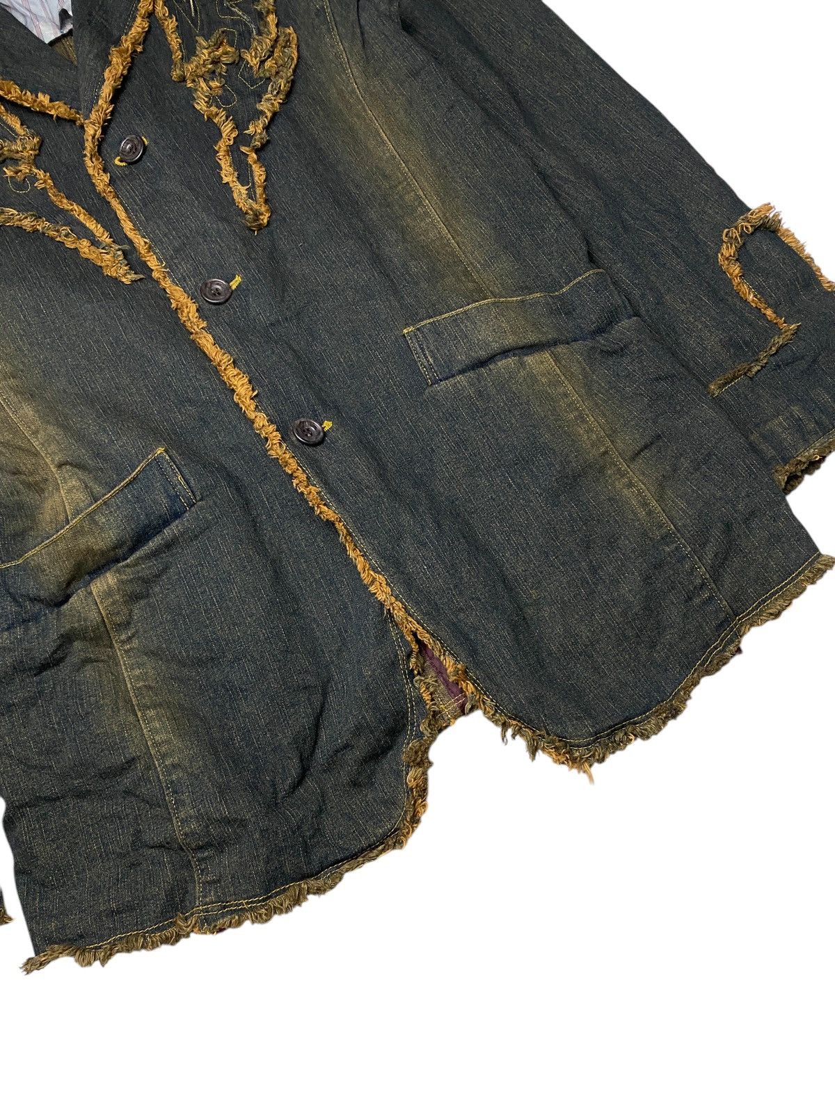 If Six Was Nine × Japanese Brand × Le Grande Bleu (L.G.B.) 2000's Tornado Mart Mudwash Fringe Tribal Denim Coat Size US M / EU 48-50 / 2 - 5 Thumbnail