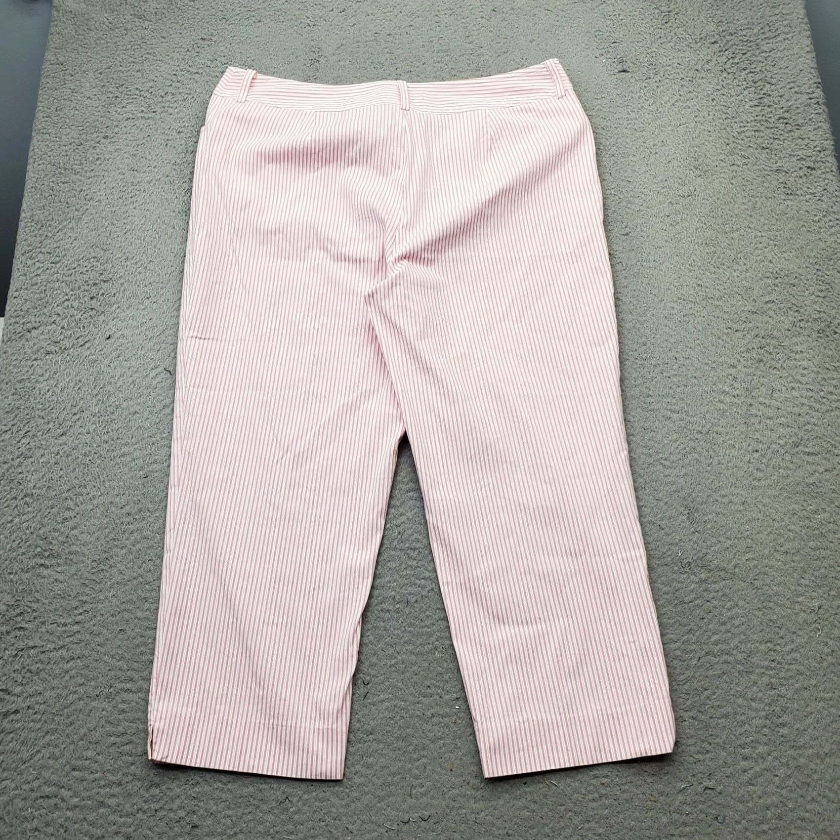 Jones New York Jones New York Cropped Pants Womens Size 16 Multicolor Striped Cotton Stretch Ankle Slit - Casual Workwear, Regular, Inseam 24.25" Size 38" / US 16 / IT 52 - 2 Thumbnail