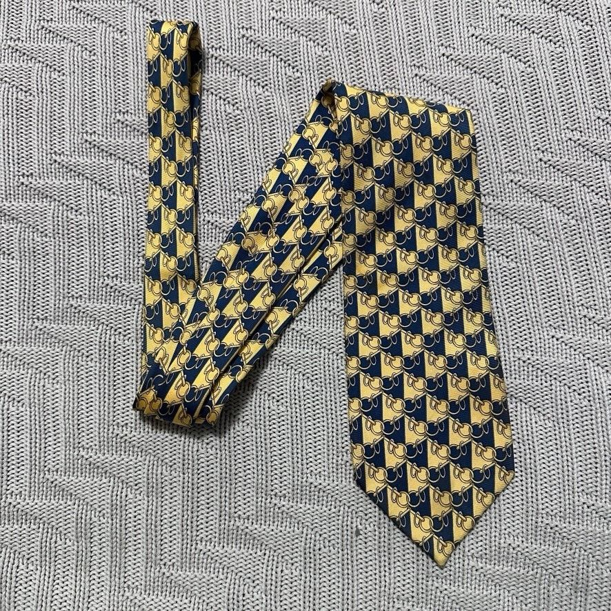 Barneys New York Vintage Barneys Imperial Room yellow equestrian silk tie Size ONE SIZE - 1 Thumbnail