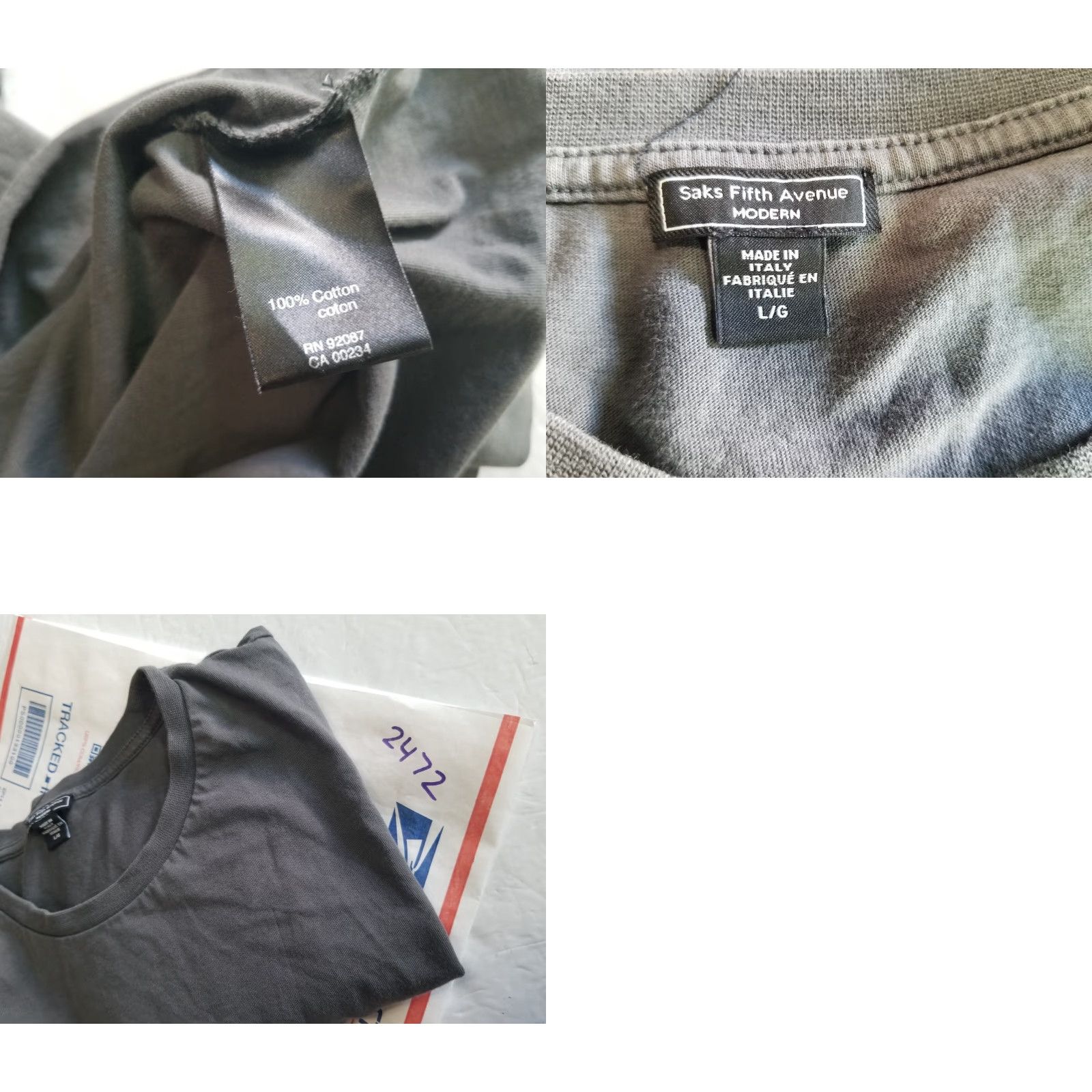 Saks Fifth Avenue VINTAGE Saks Fifth Avenue Shirt Men L Gray Crew Neck Short Sleeve Made in Italy Size US L / EU 52-54 / 3 - 8 Thumbnail