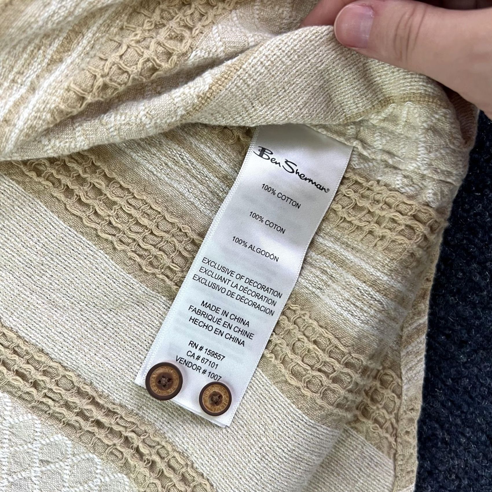Ben Sherman Ben Sherman Shirt Mens XL Beige Tan Textured Stripe Short Sleeve Button Up Top Size US XL / EU 56 / 4 - 4 Thumbnail