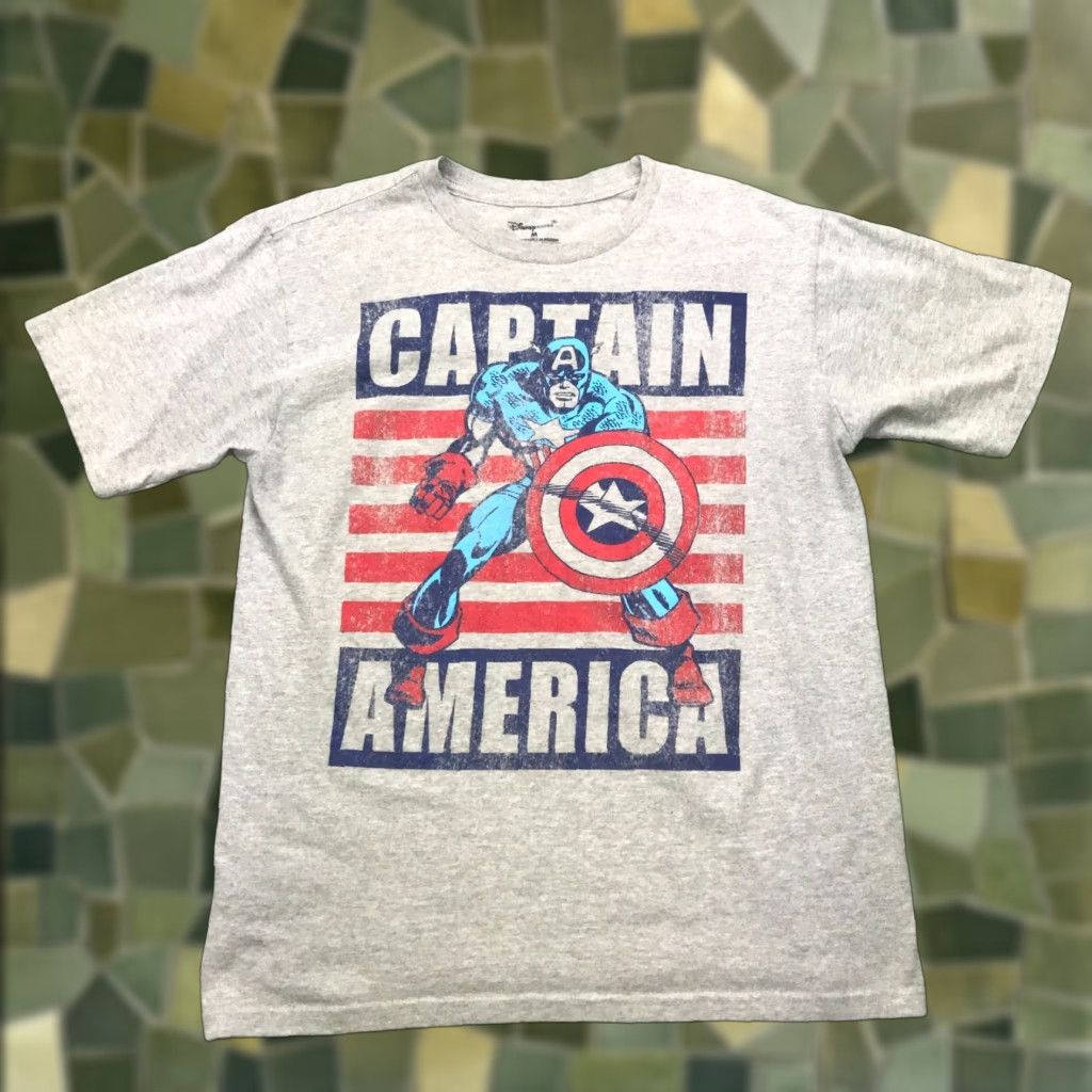 Vintage Disney Captain America Shirt Marvel Mens Medium Grey Short Sleeve Crew Neck T-Shirt Graphic Print 90s Style Size US M / EU 48-50 / 2 - 1 Thumbnail