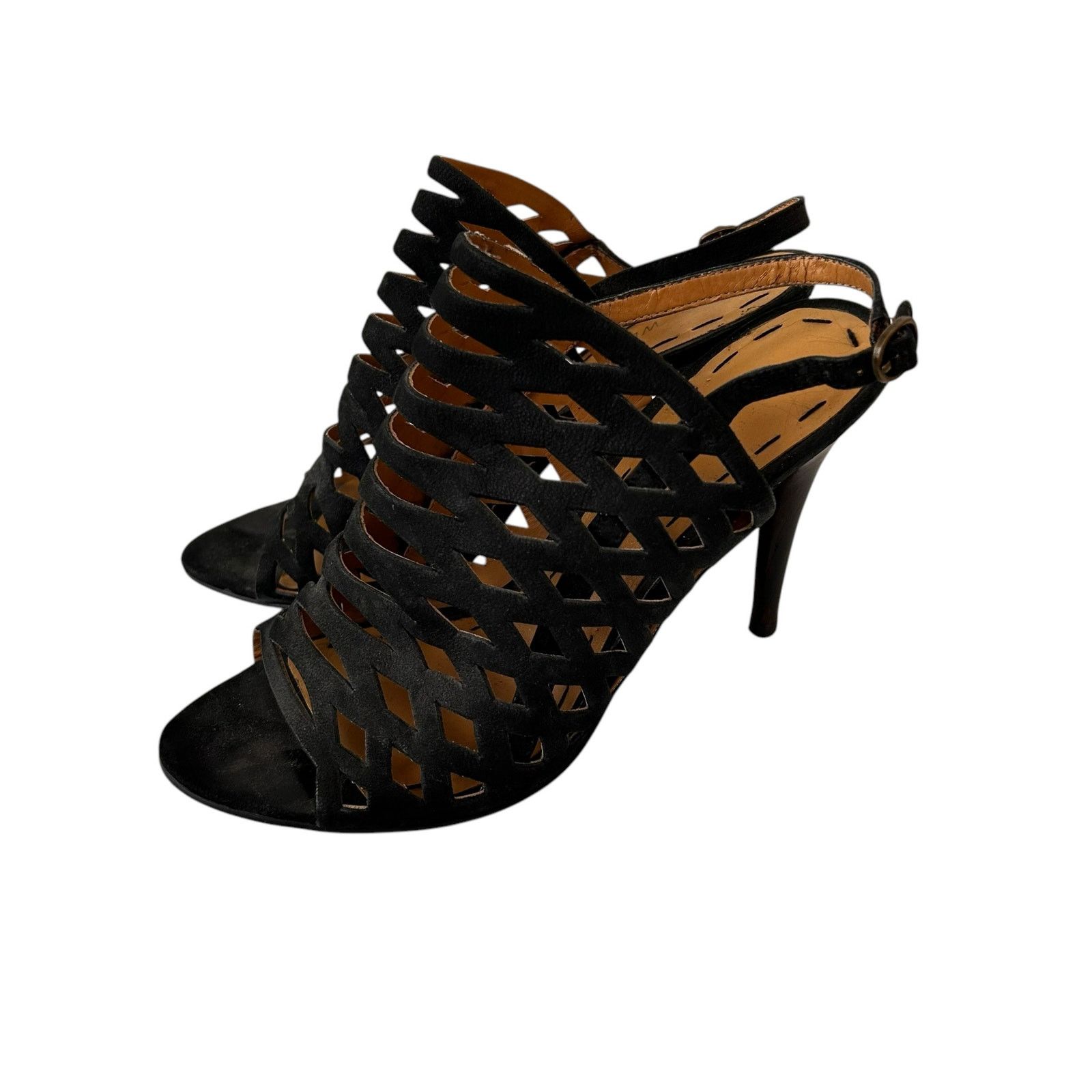 Nine West Nine West Black Leather Caged Open Toe Pumps Sz 6 Size US 6 / IT 36 - 4 Thumbnail