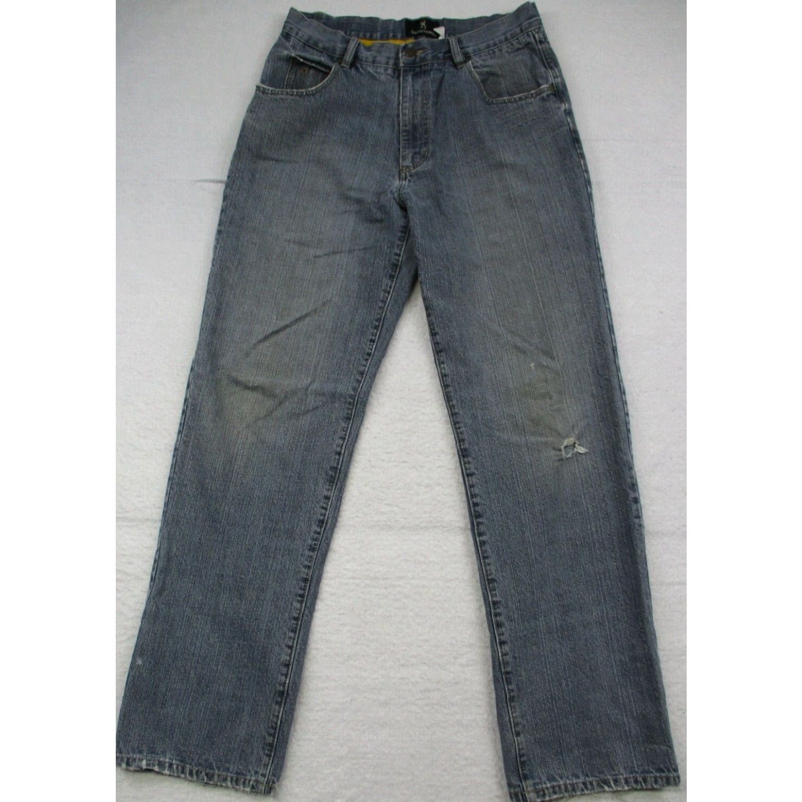 Vintage Browning Jeans Mens 32x34 Straight Leg Medium Wash Denim Outdoor Blue 5-Pocket Classic American Size US 32 / EU 48 - 2 Thumbnail
