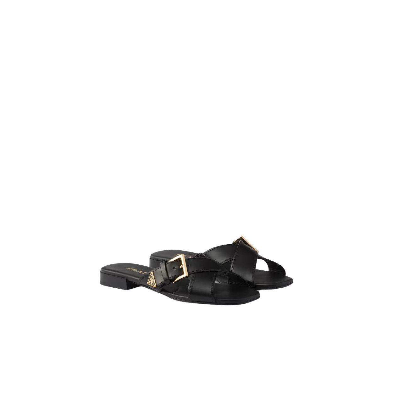 Prada PRADA $1020 Black Crisscross Buckle Slides New & Authentic ( Size US 6 / IT 36 - 1 Thumbnail