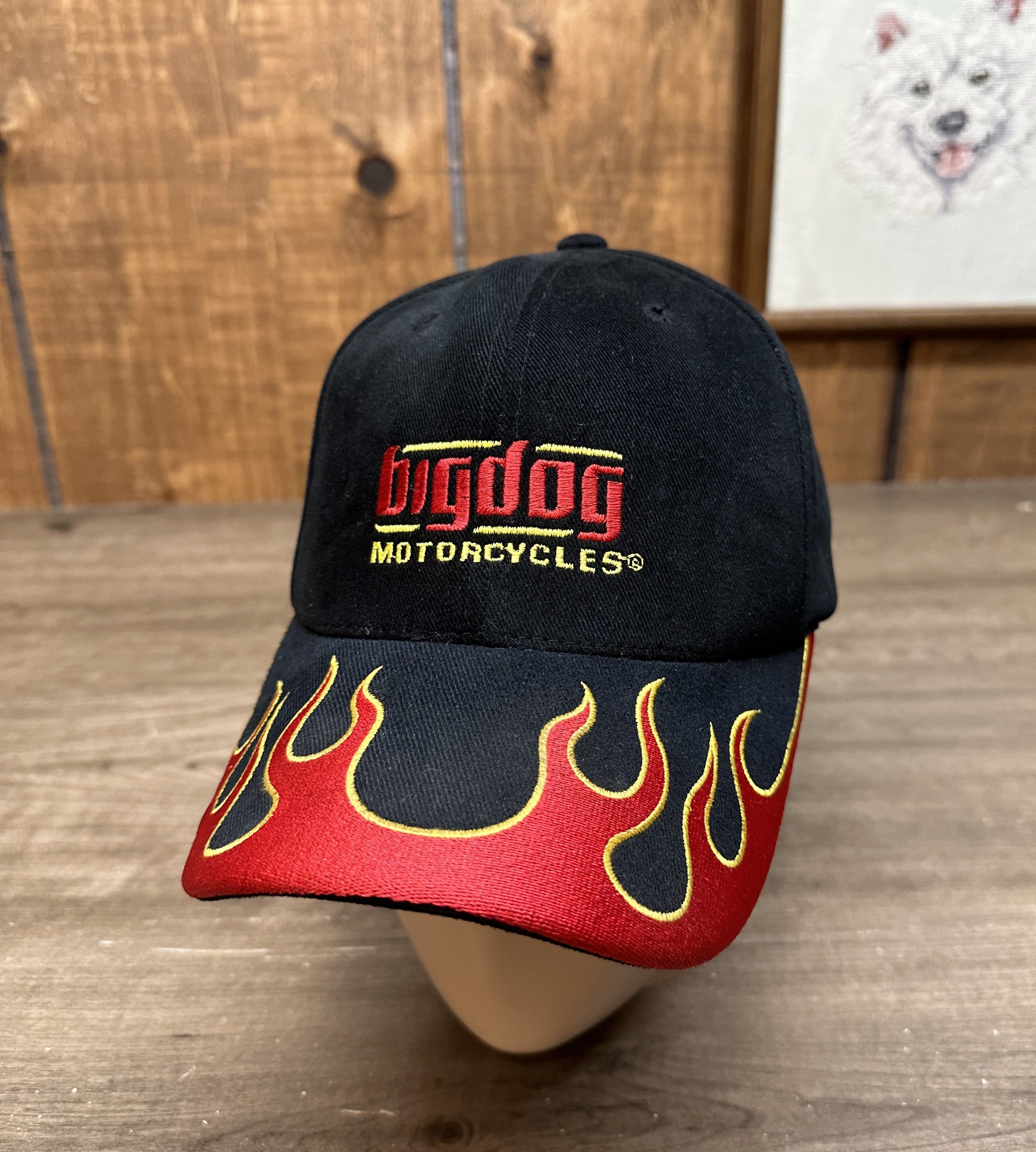 ビンテージ Harley Davidson キャップ フレイムス 炎 USA製 Harley-Davidson Motorcycles Flame Hat/Cap Embroidered Buckle