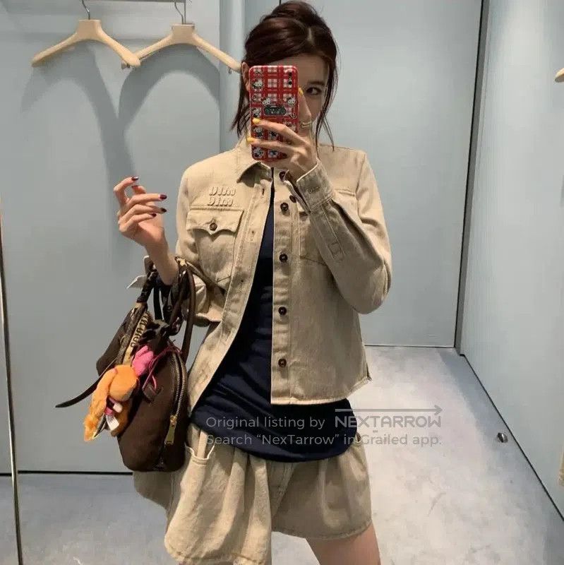 Miu Miu Miu Miu Khaki Denim Women's Jacket . Size S / US 4 / IT 40 - 6 Thumbnail