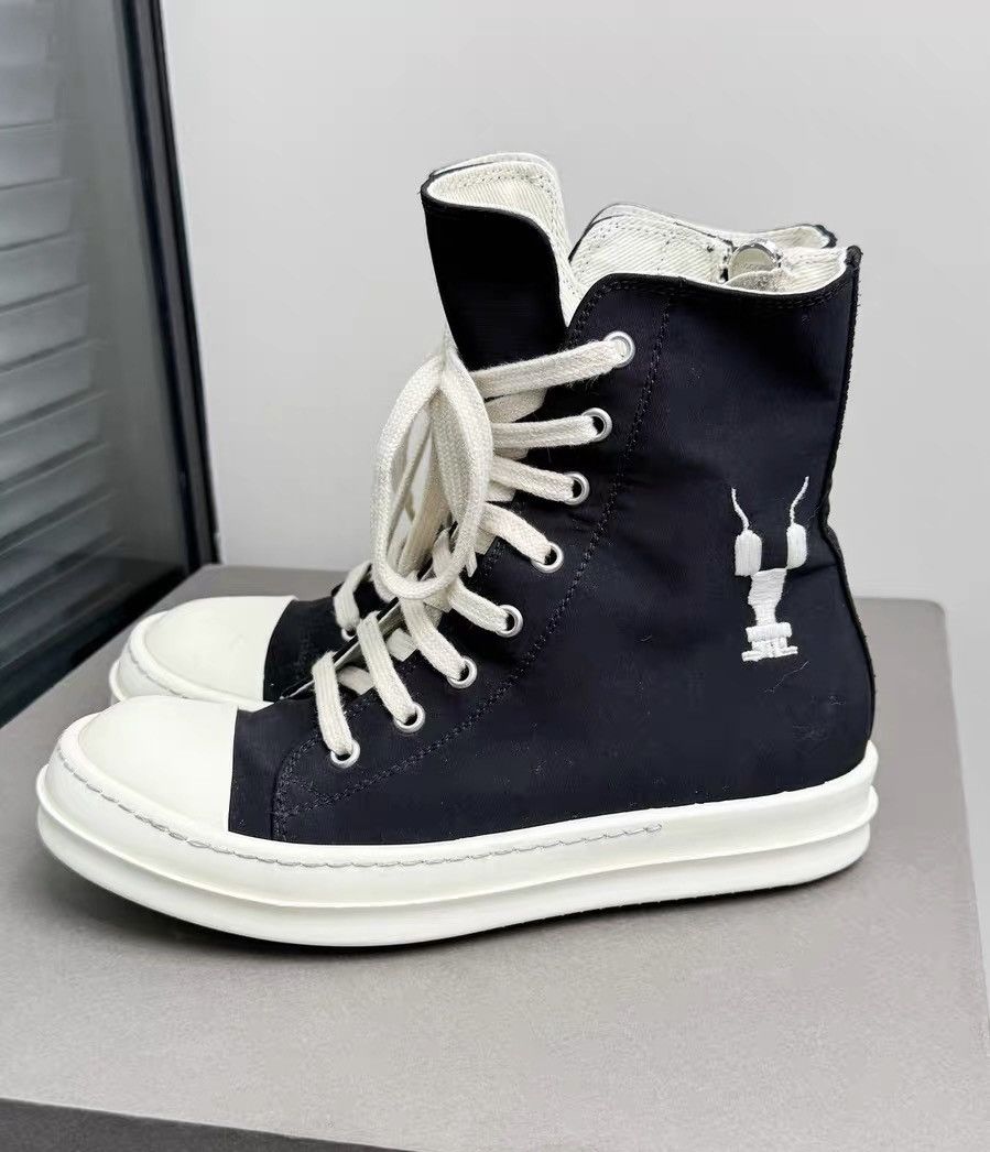 Rick Owens Drkshdw Rick Owens black and white canvas high-top sneakers Size US 5 / IT 35 - 1 Thumbnail