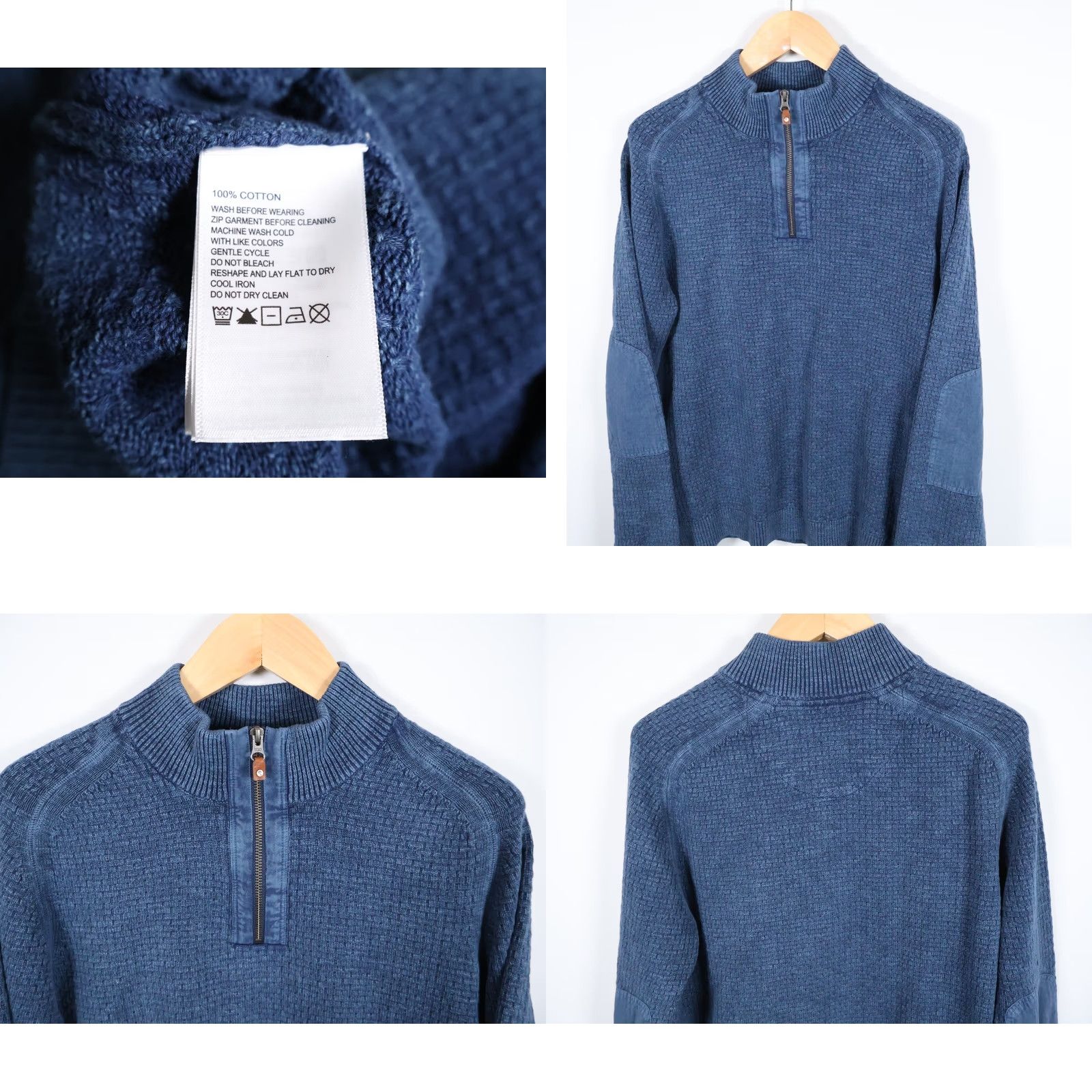Tommy Bahama Tommy Bahama Sweater Mens Large Blue 1/4 Zip Mock Neck Heavyweight Knitted Cotton Pullover Size US L / EU 52-54 / 3 - 8 Thumbnail