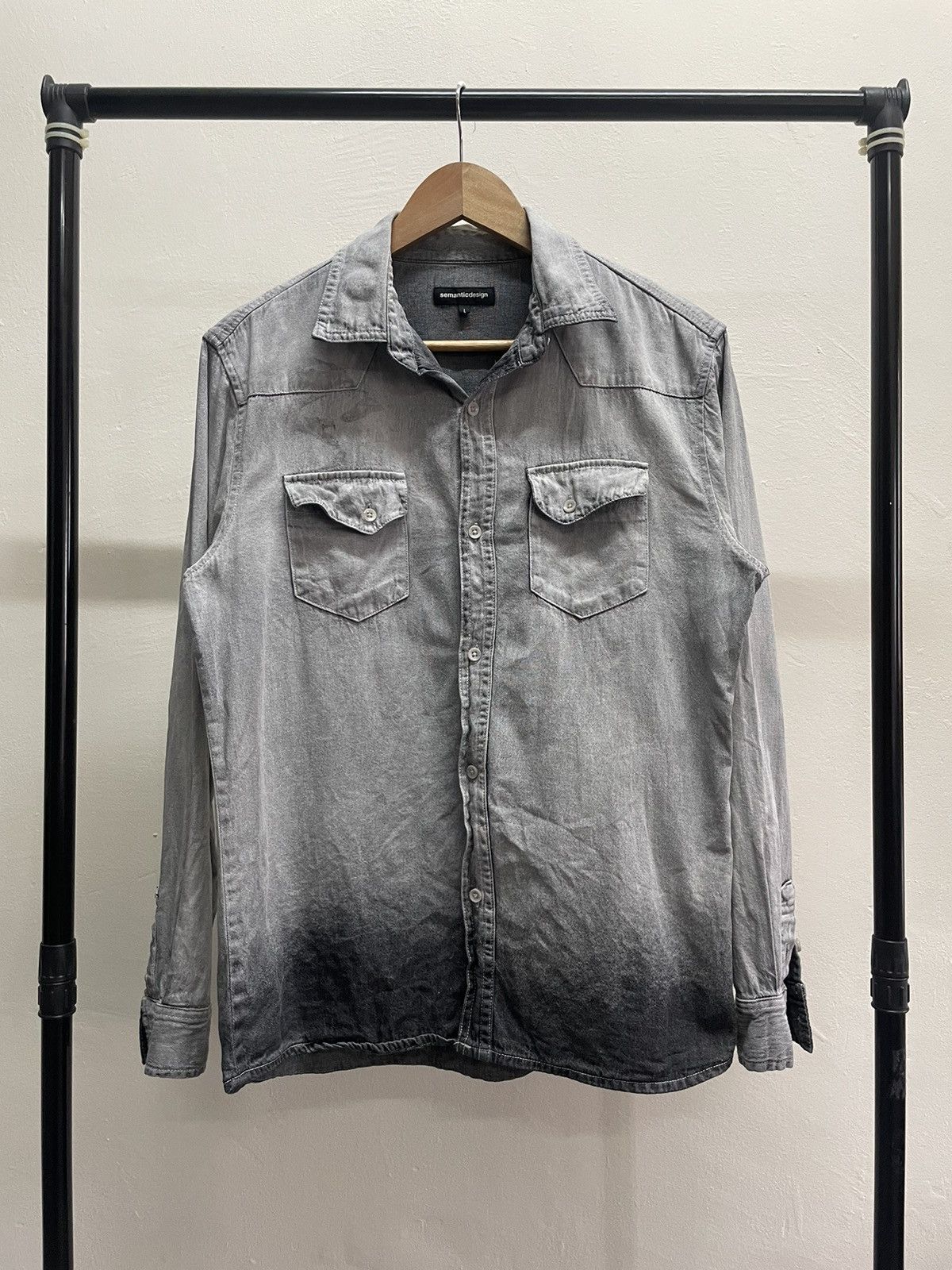 image of Flannel x Semantic Design Flanner Long Sleeve in Grey, Men's (Size Large)
