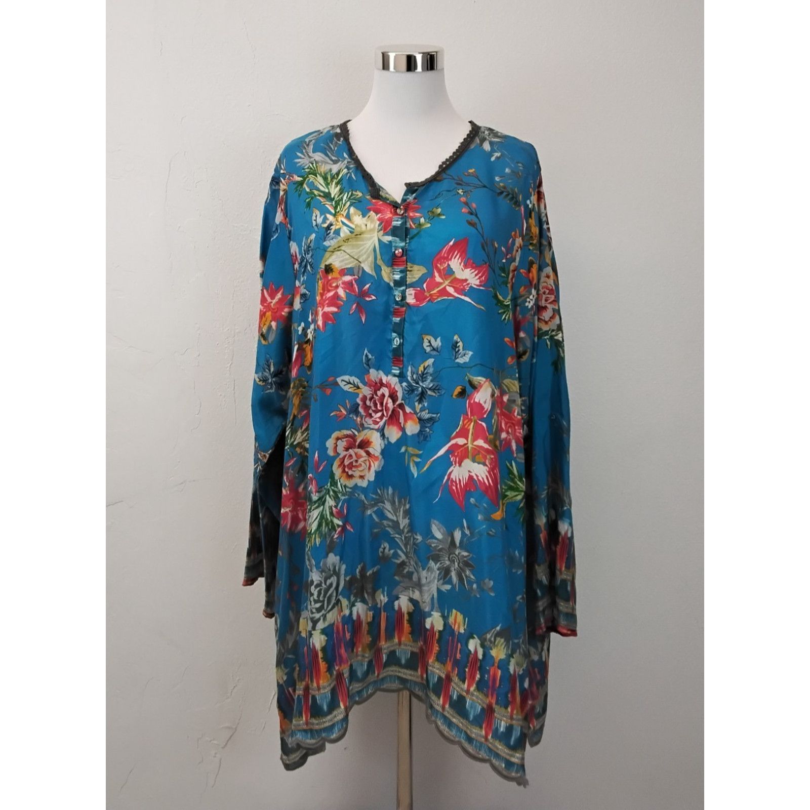 Johnny Was Johnny Was Silk Dress/Tunic Women's M/L Floral Size L / US 10 / IT 46 - 2 Thumbnail