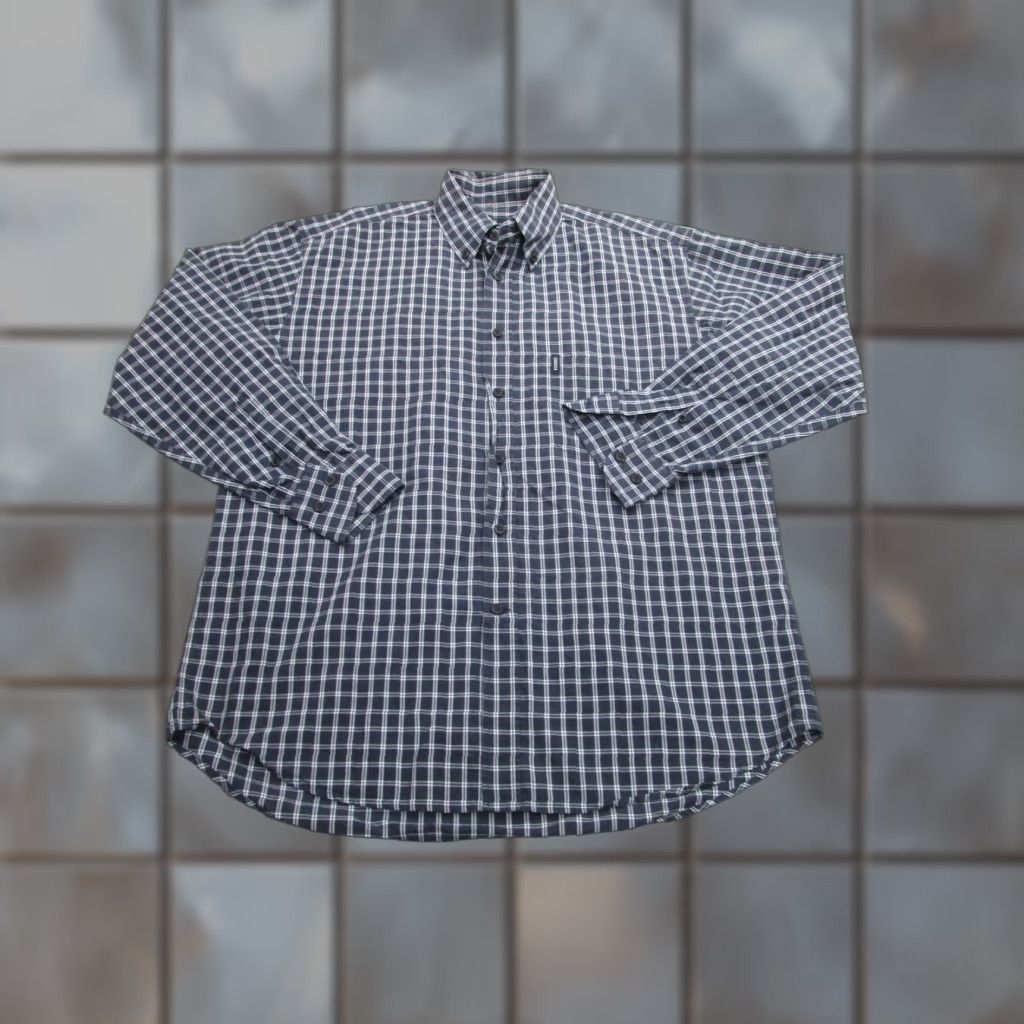 Ermenegildo Zegna Ermenegildo Zegna Dress Shirt Men Large Blue Plaid Cotton Business Casual 2010s Size 42R - 1 Thumbnail