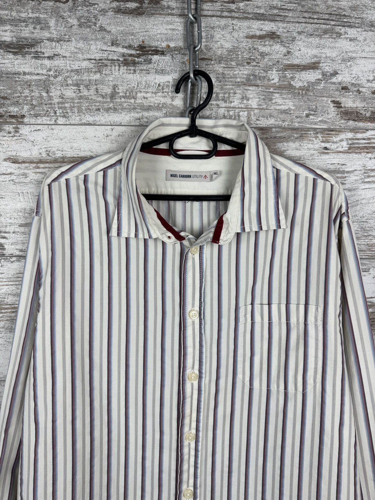 Nigel Cabourn Mens Vintage NIGEL CABOURN UTILITY shirts button up striped Size US XL / EU 56 / 4 - 2 Thumbnail
