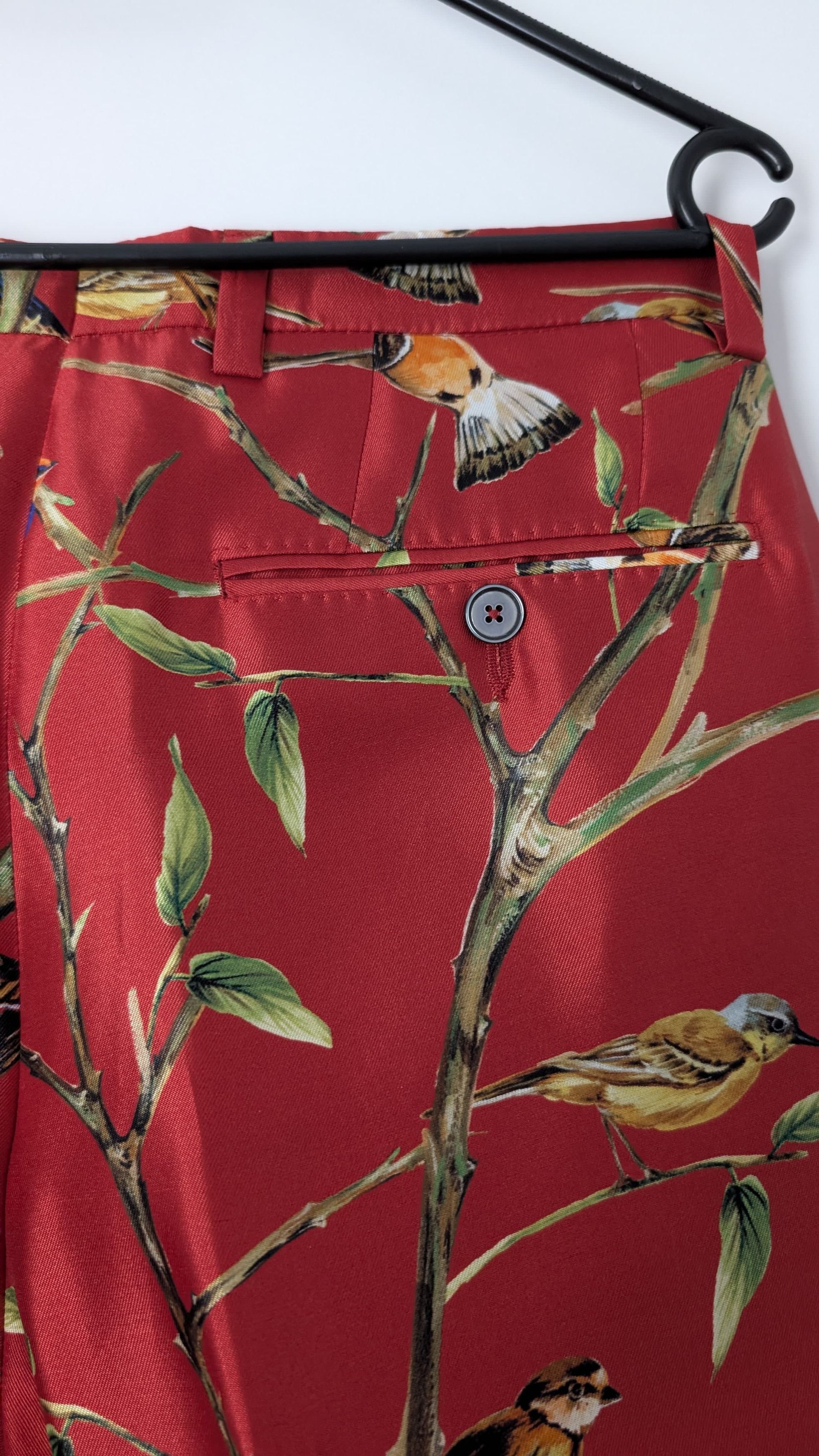Dolce & Gabbana Dolce & Gabbana Red Silk Bird Print Formal Pants IT46 / W31 Size US 30 / EU 46 - 2 Thumbnail