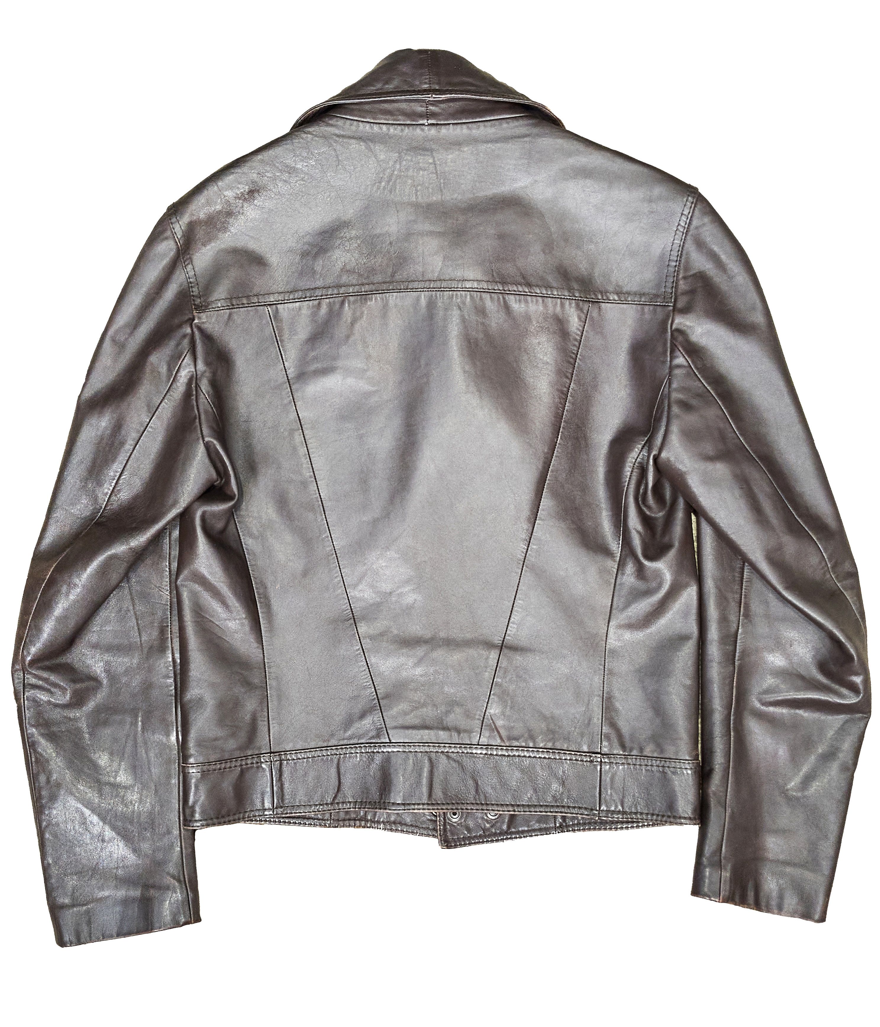 Other Vintage 90s Italian brown leather biker jacket Size US S / EU 44-46 / 1 - 11 Thumbnail