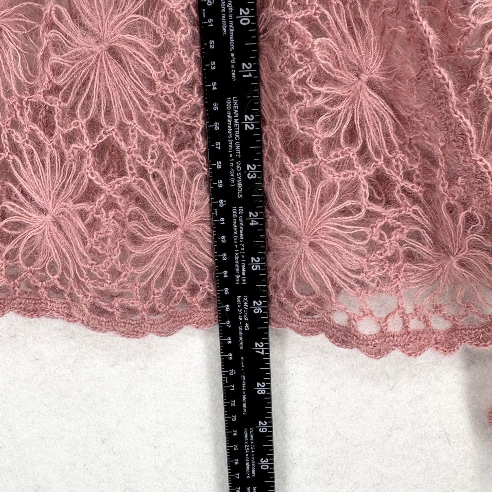 Lord & Taylor LORD & TAYLOR Wrap Sweater Womens L Pink Mohair Crochet Floral NWT Fashion Knit Open-Knit V-Neck Belted Picot NWT Size L / US 10 / IT 46 - 7 Thumbnail