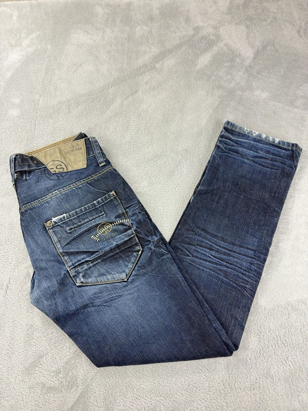 G-Star G-Star Raw Men's Size 34 W X 34 L 3301 Distressed Button Fly Size US 34 / EU 50 - 4 Thumbnail