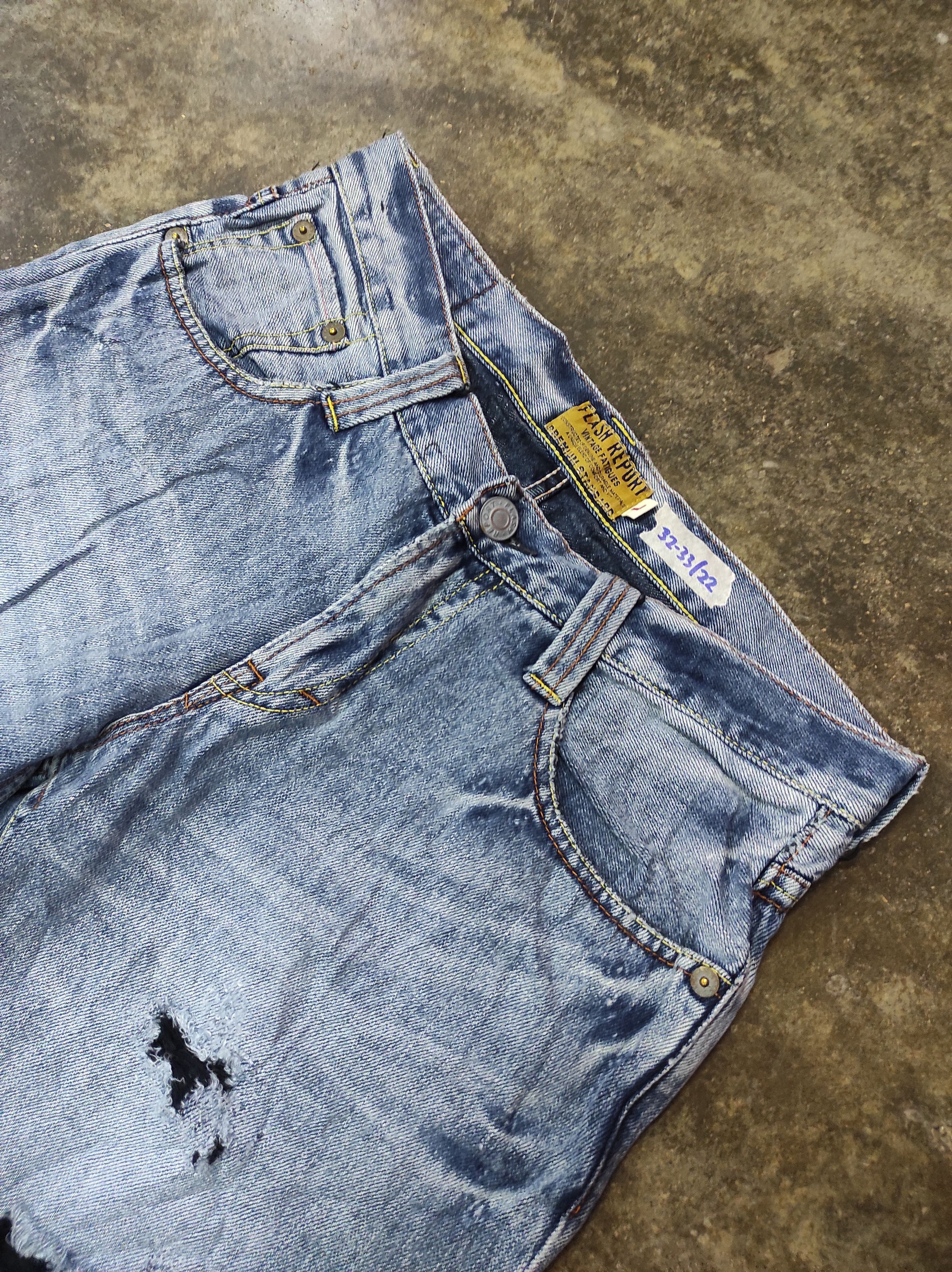 Japanese Brand FLASH REPORT RIPPED SHORT DENIM JEANS Size US 33 - 2 Thumbnail