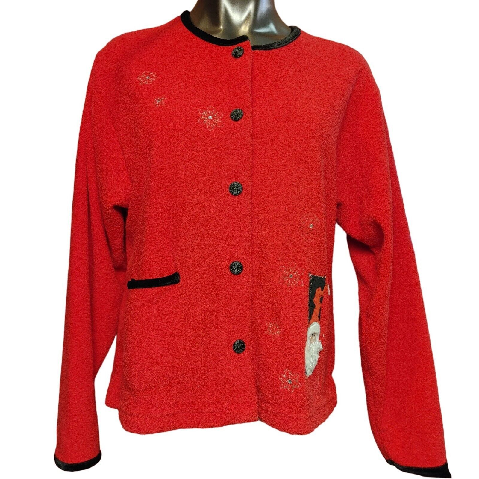 Other Artizans Women's Red/Black Long Sleeve Button Down Cardigan Size L / US 10 / IT 46 - 1 Thumbnail
