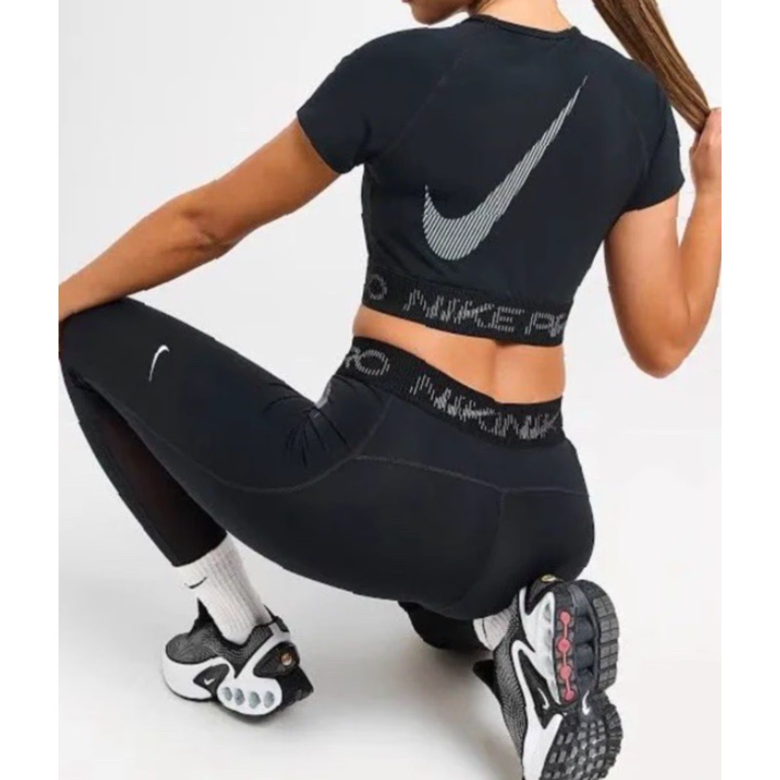 Nike Nike Pro Dri-FIT Cropped T-Shirt Women XL Black Short Sleeve Crew Neck Activewear Shirt Size XL / US 12-14 / IT 48-50 - 8 Thumbnail