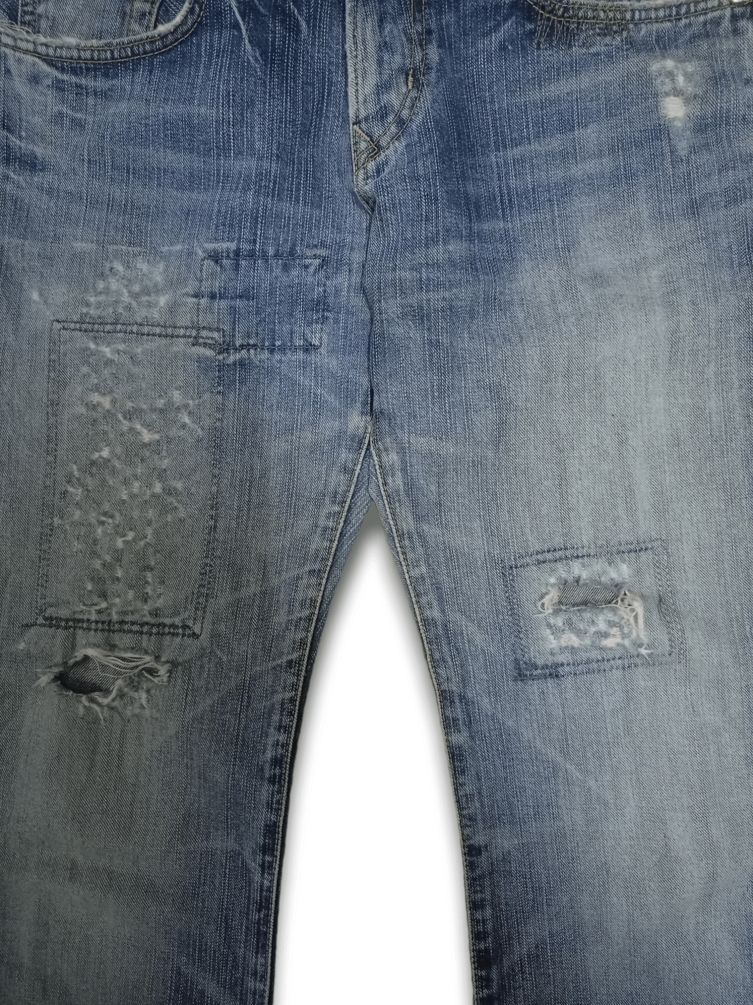 Edwin × Japanese Brand Exclusive Vintage Edwin XV Blue Wash Distressed Flare Jeans Size US 30 / EU 46 - 6 Thumbnail